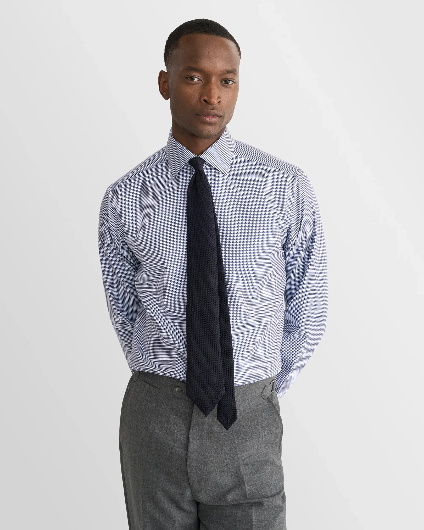 Eton - houndstooth king twill shirt cut away