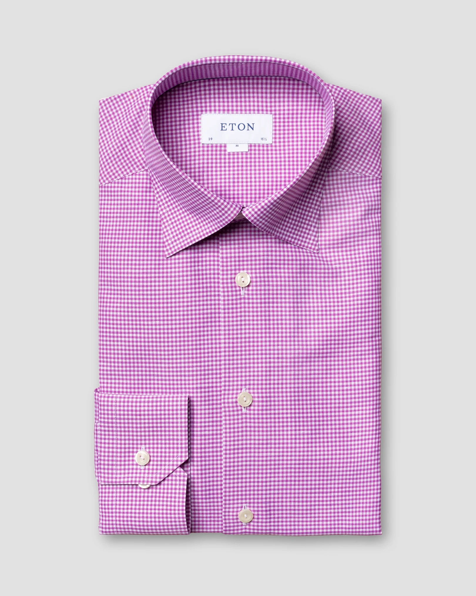 Eton - purple checked cotton and linen shirt