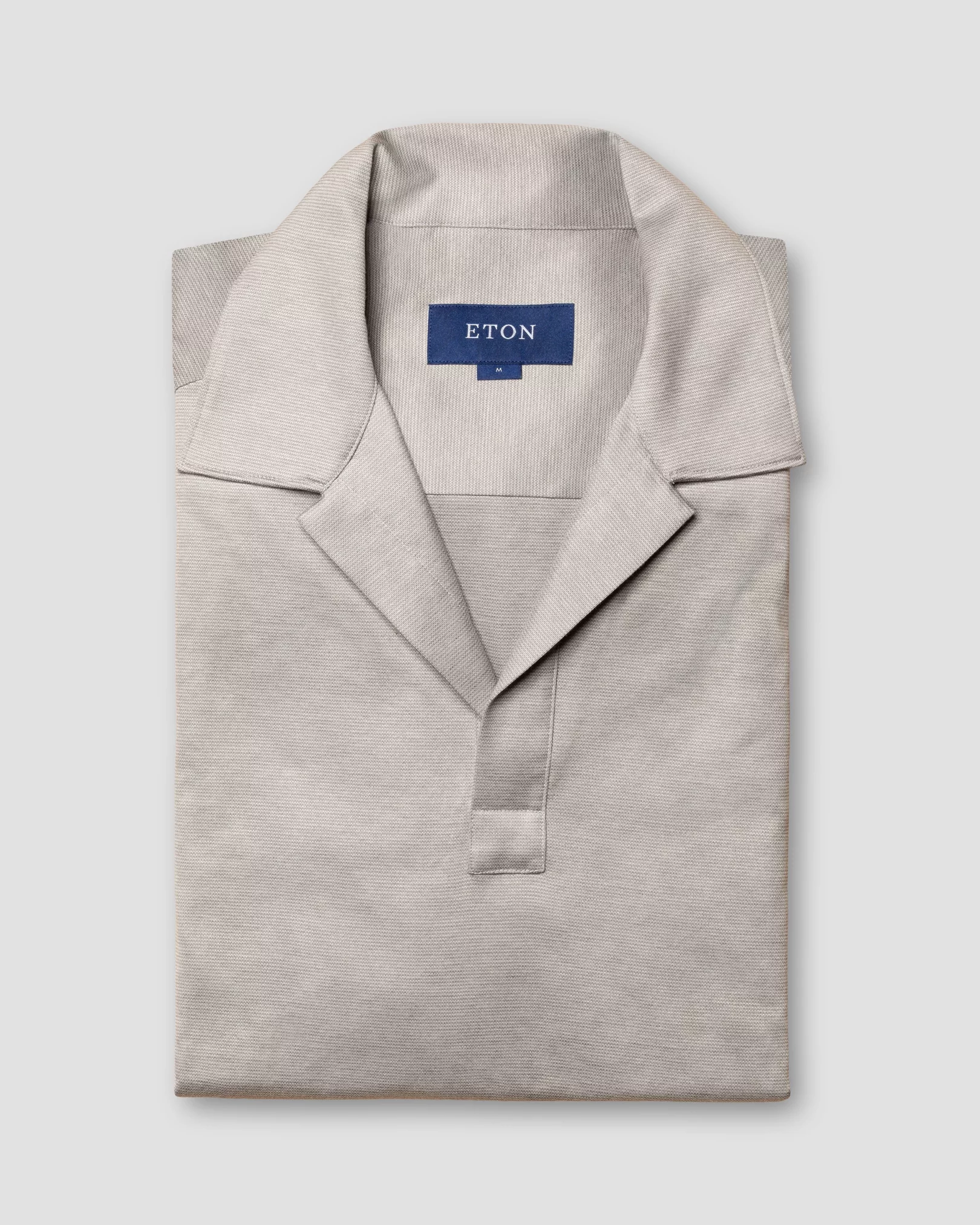 Eton - light grey interlock jersey open collar