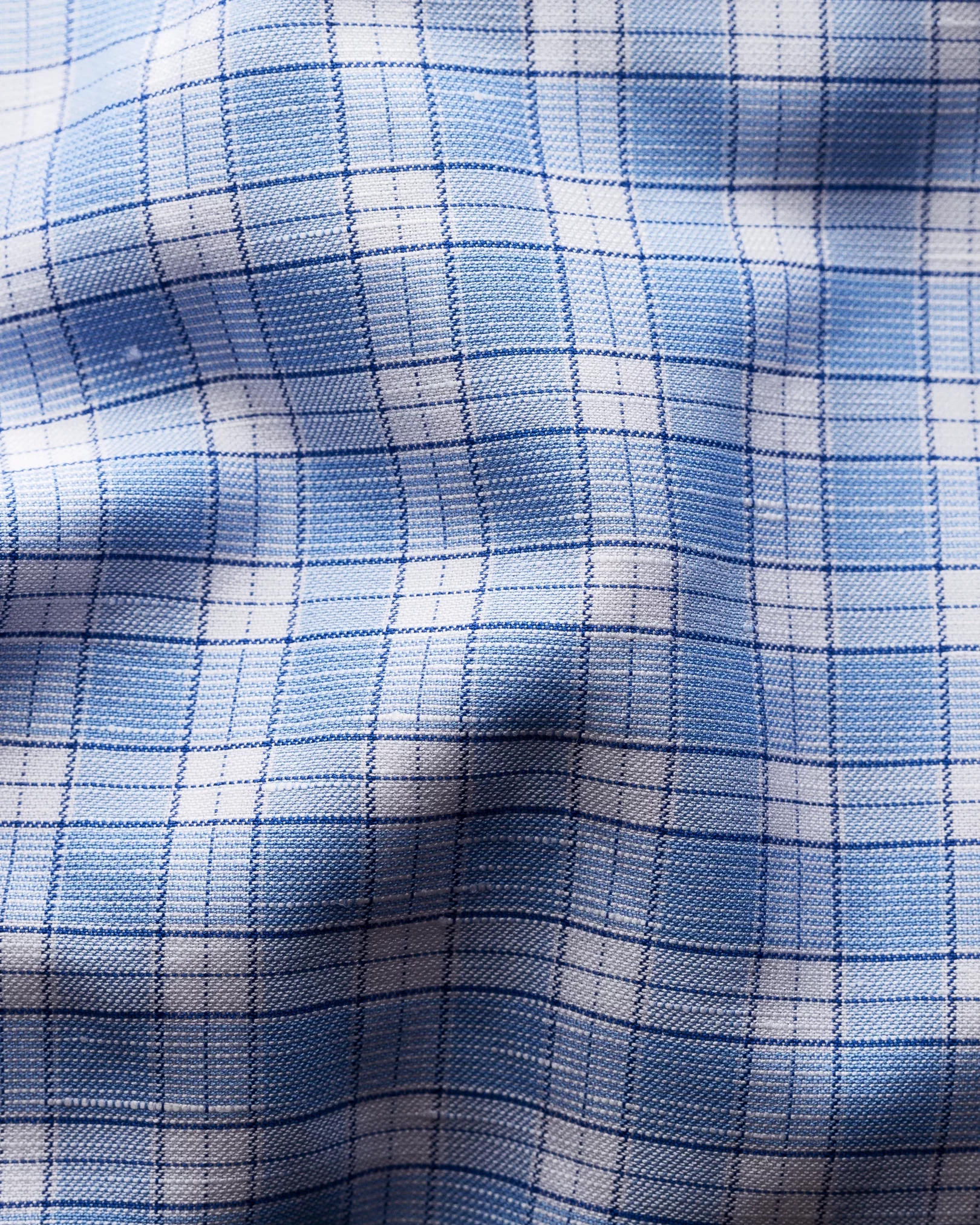 Eton - blue checked cotton and linen shirt