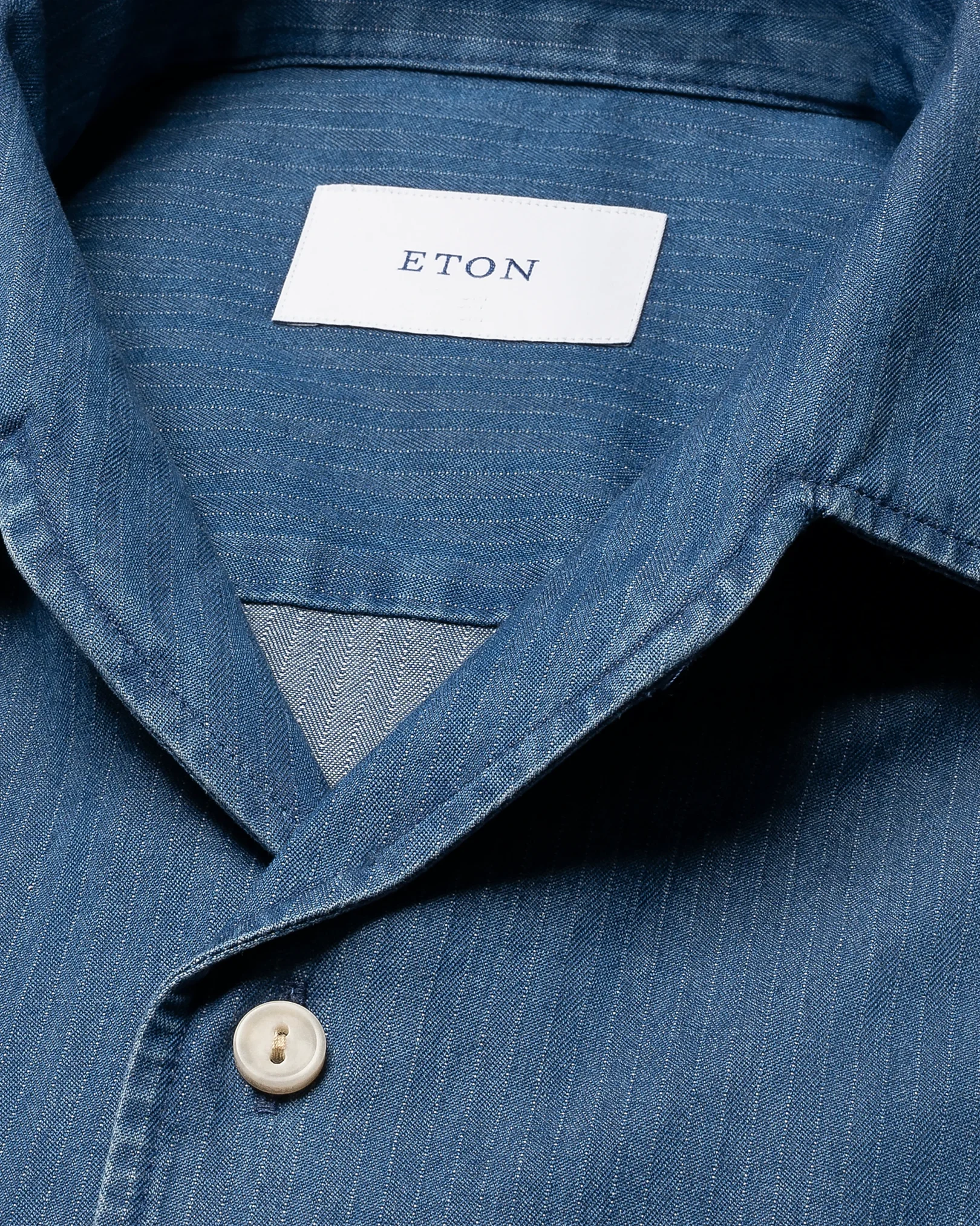 Eton - mid blue pin striped denim shirt