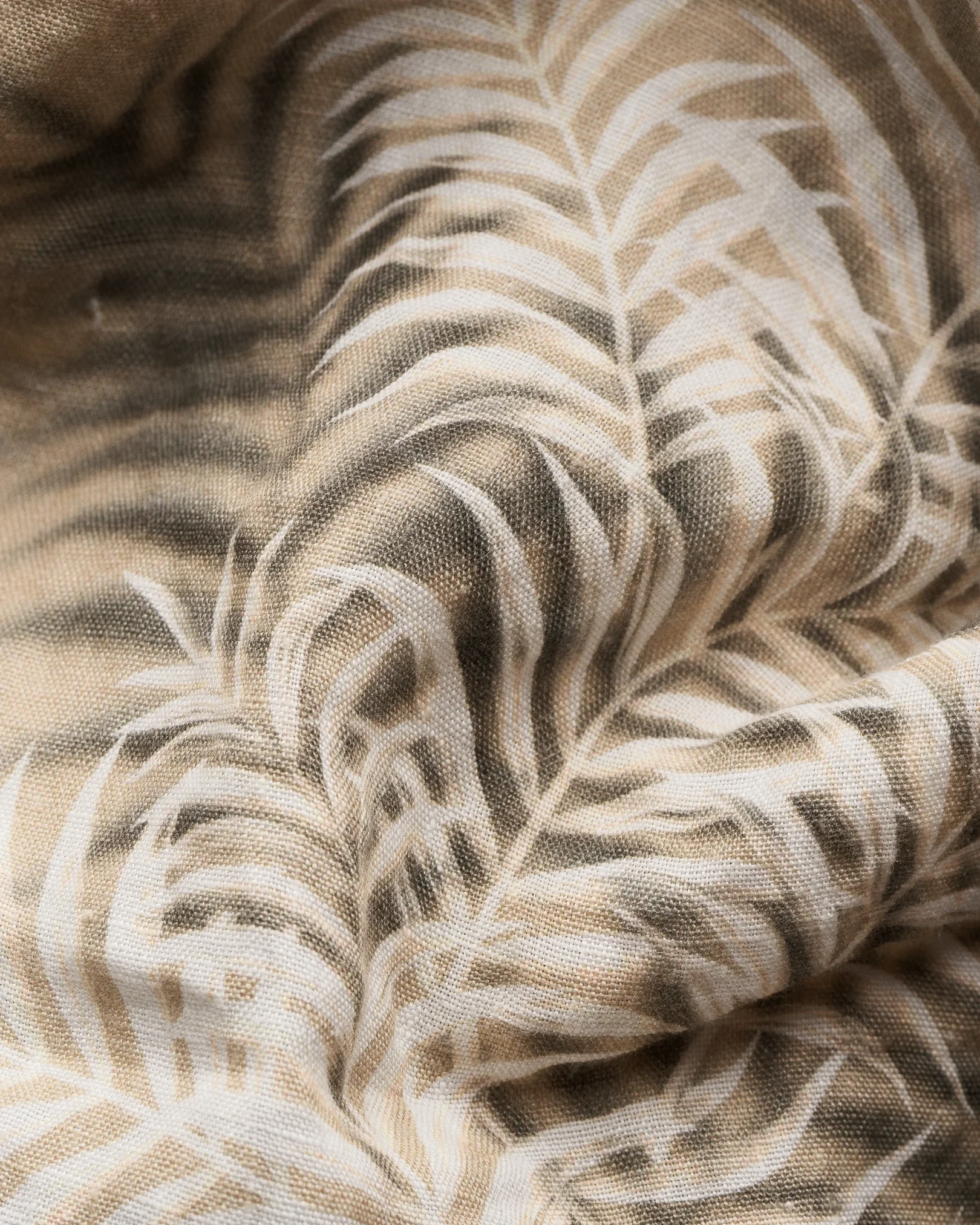 Eton - beige leaf print linen shirt