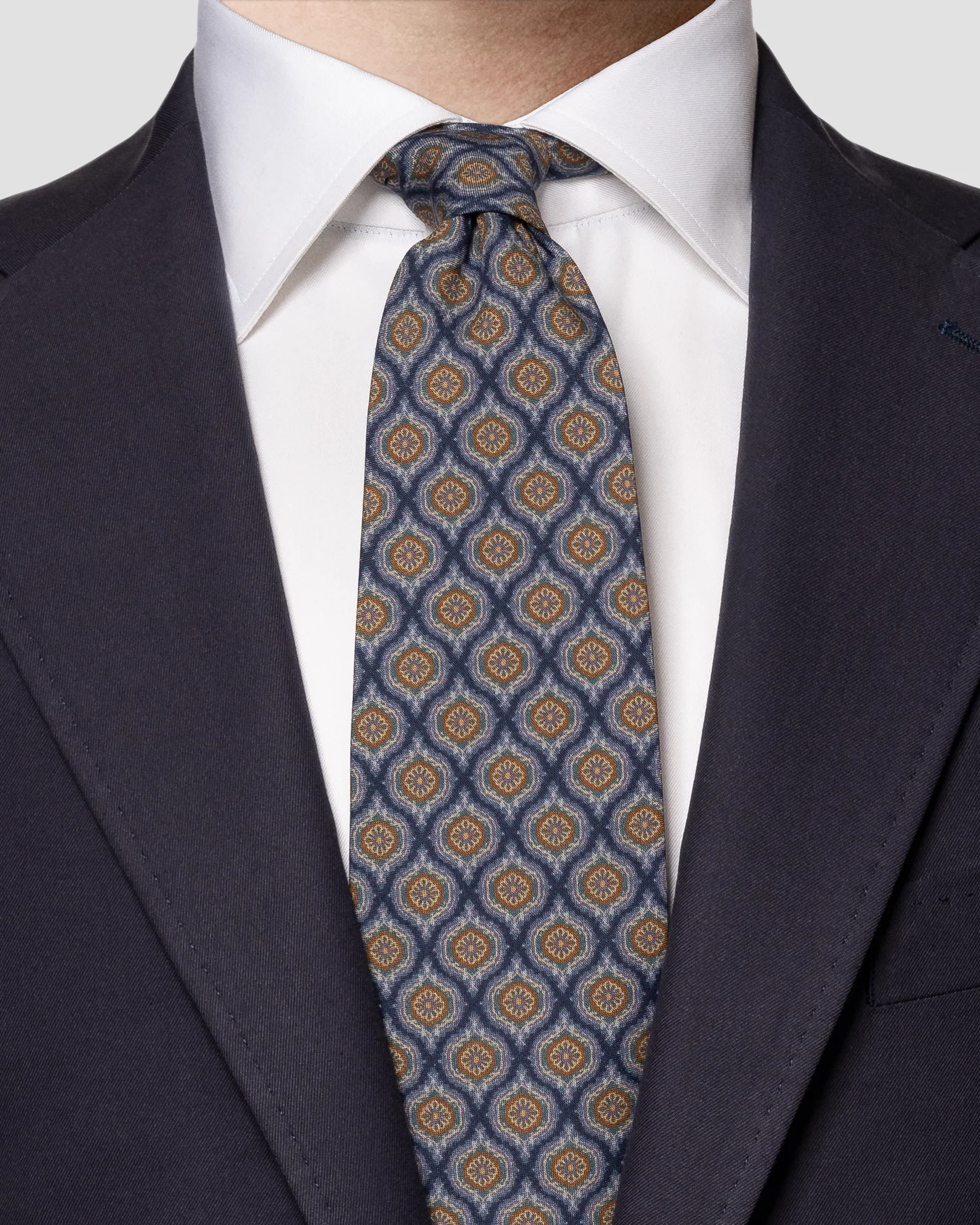 Eton - navy blue fuji silk tie