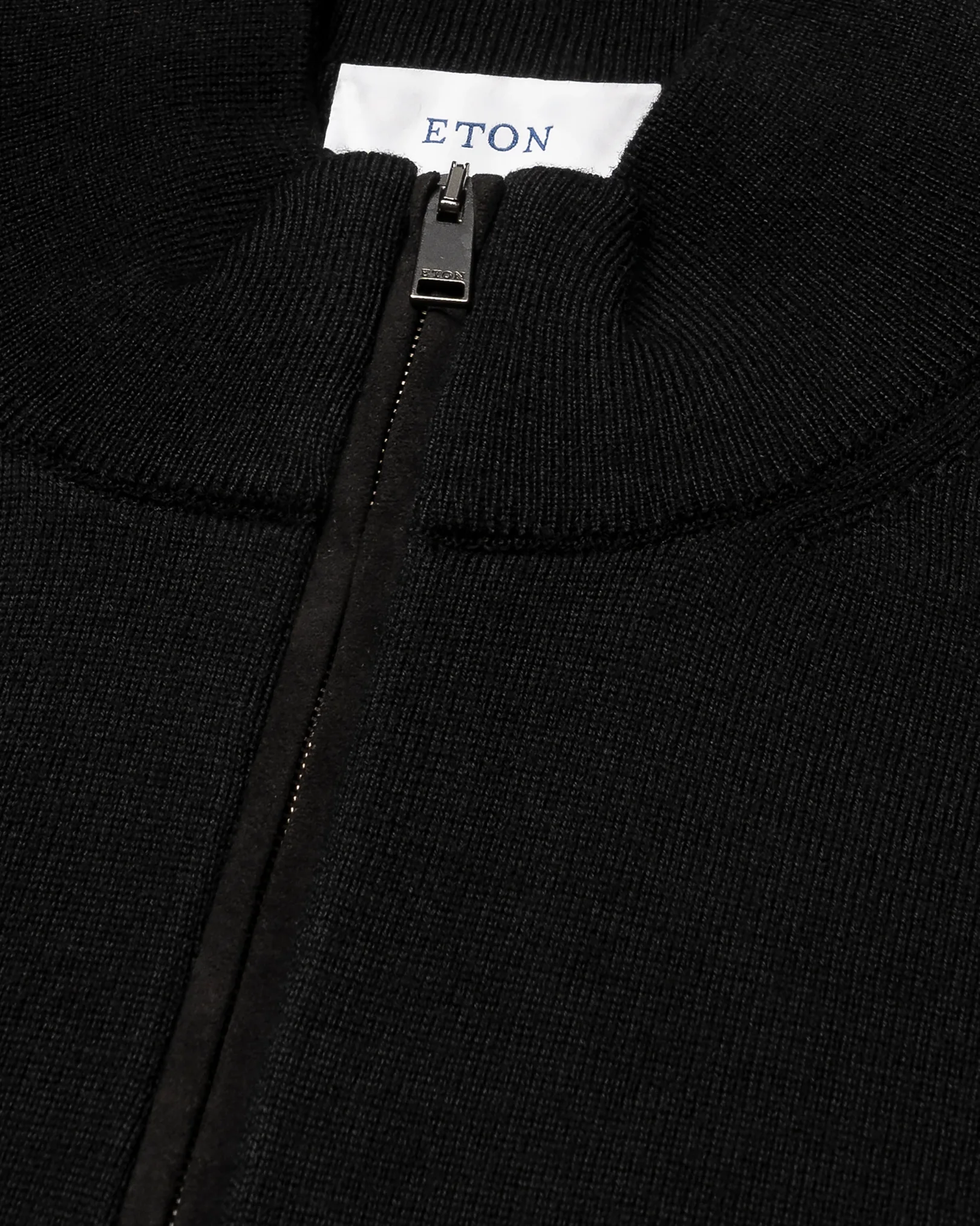 Eton - black merino quarter zip knit sweater