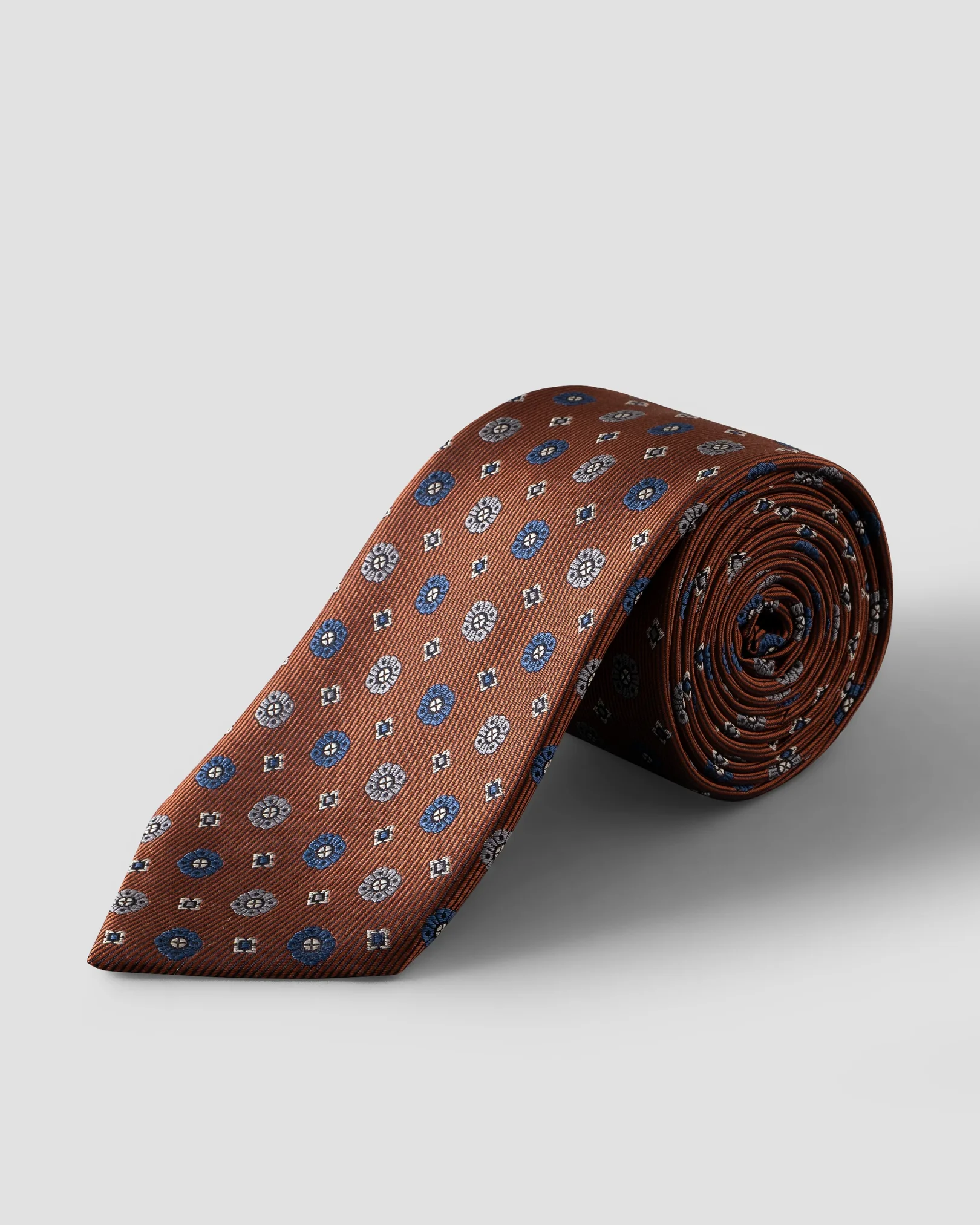 Eton - geometric woven silk tie orange