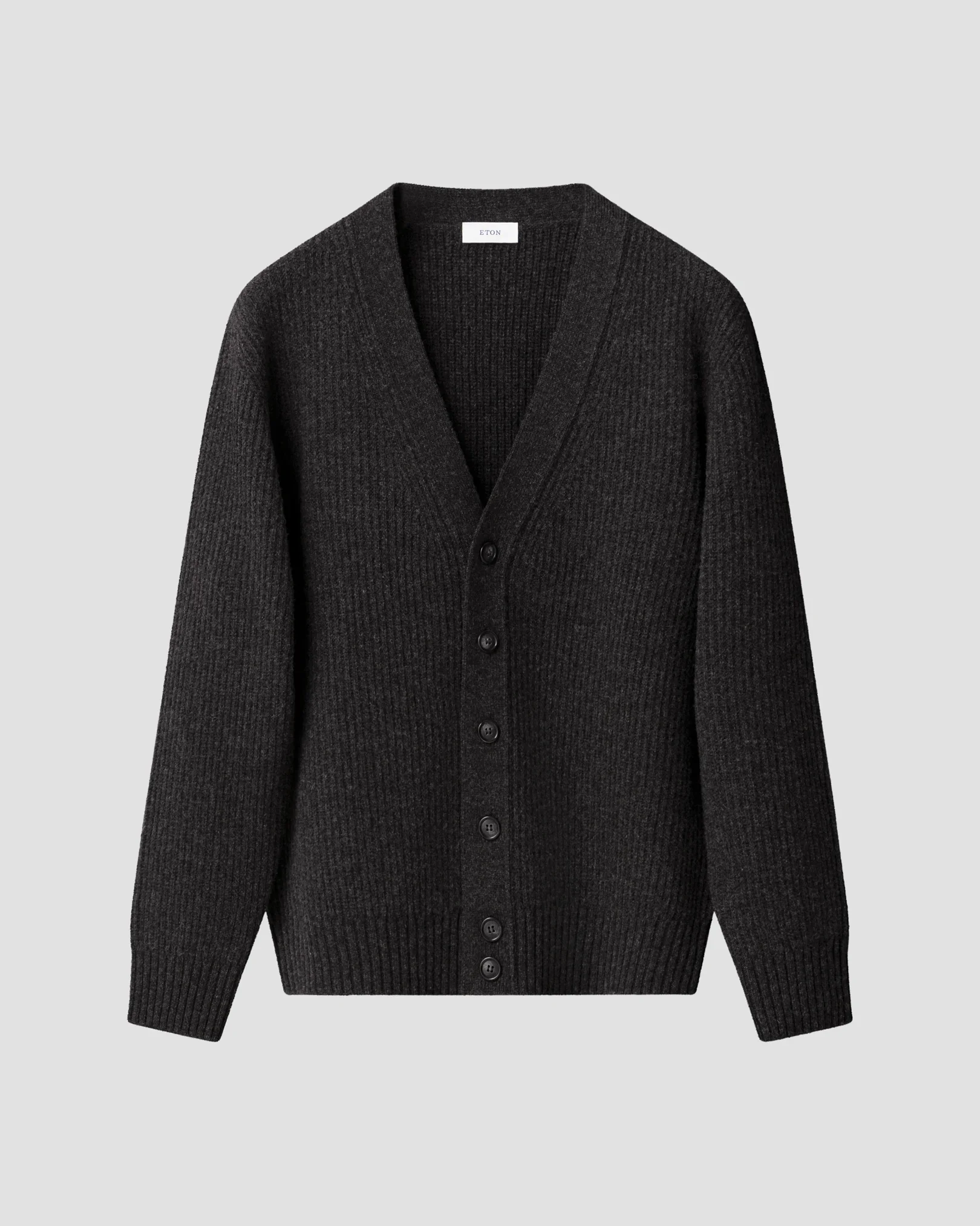 Eton - dark grey merino rib cardigan