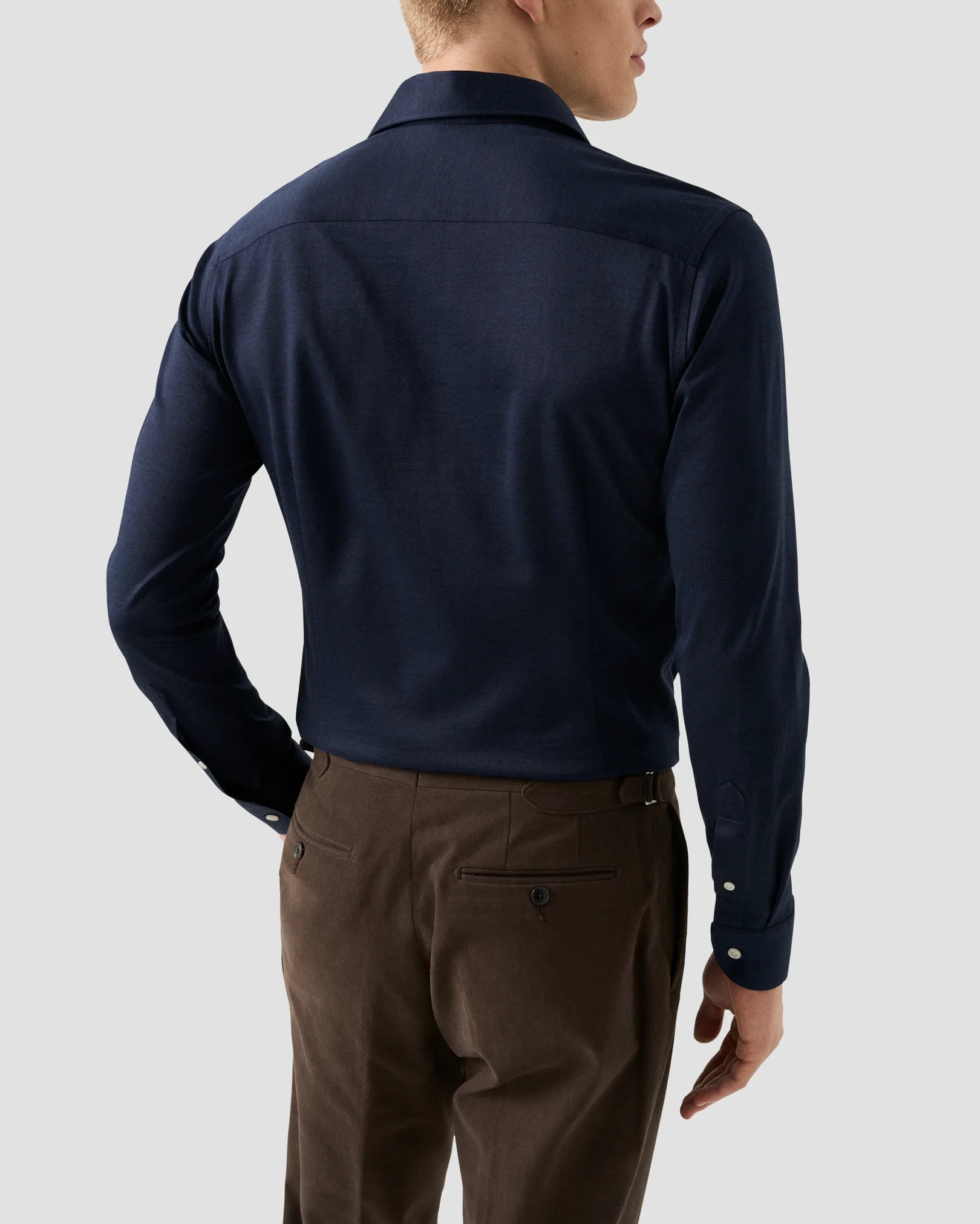 Eton - filo di scozia knit shirt navy