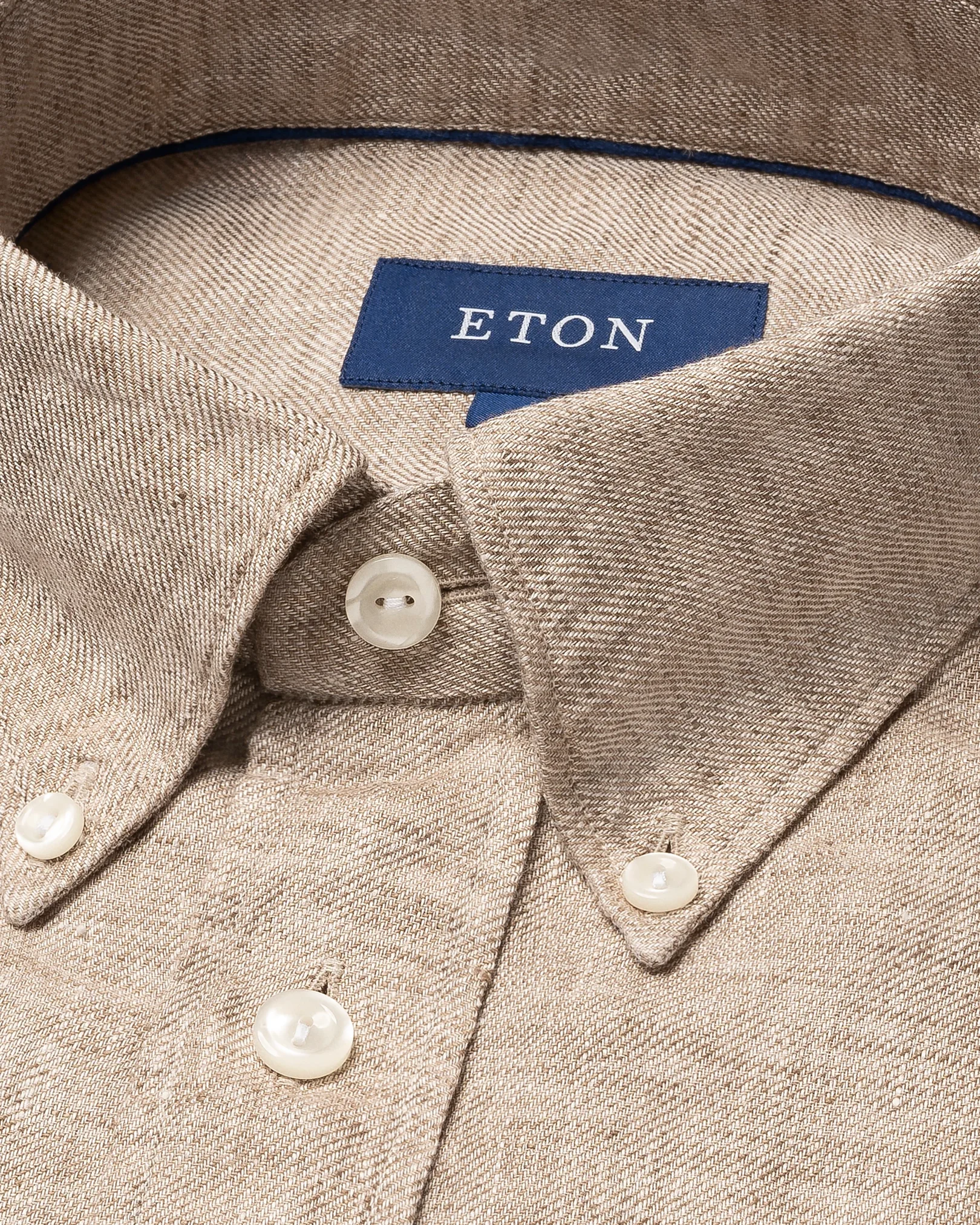 Eton - button down light brown linen shirt