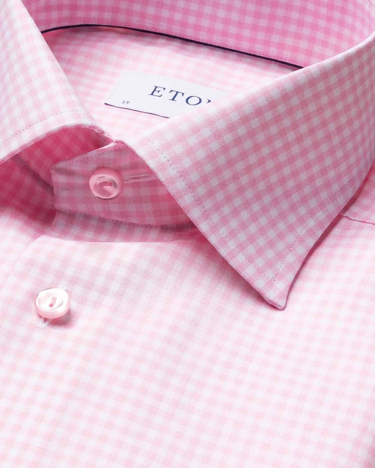 Eton - pink check twill shirt matching buttons