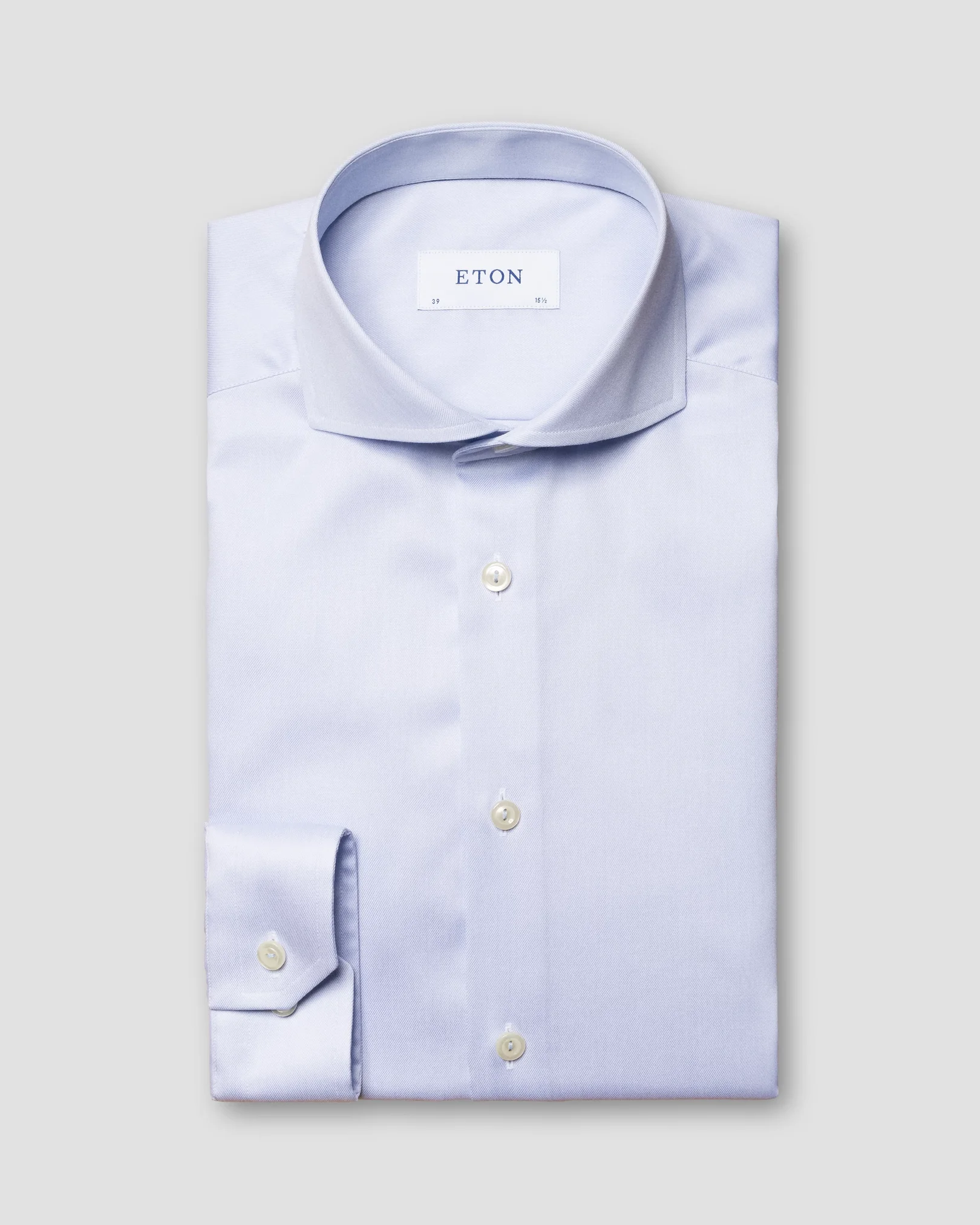 Eton - light blue signature twill shirt extreme cut away