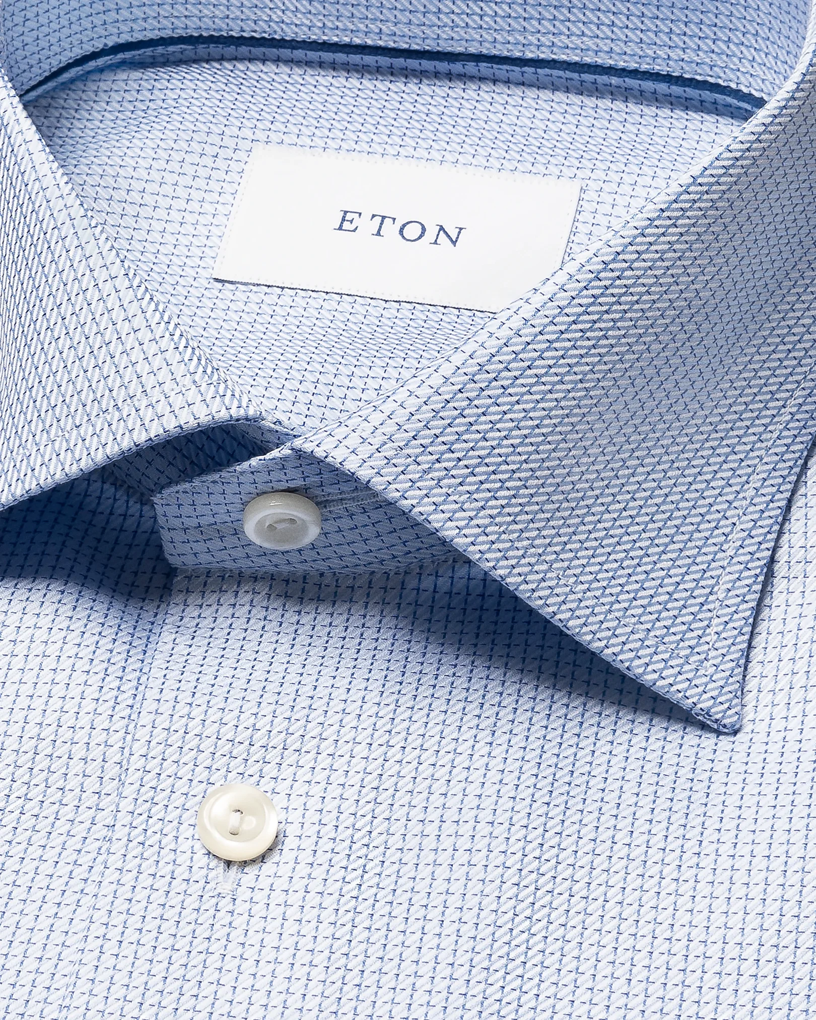 Mid blue Semi Solid Signature Twill Shirt - Eton
