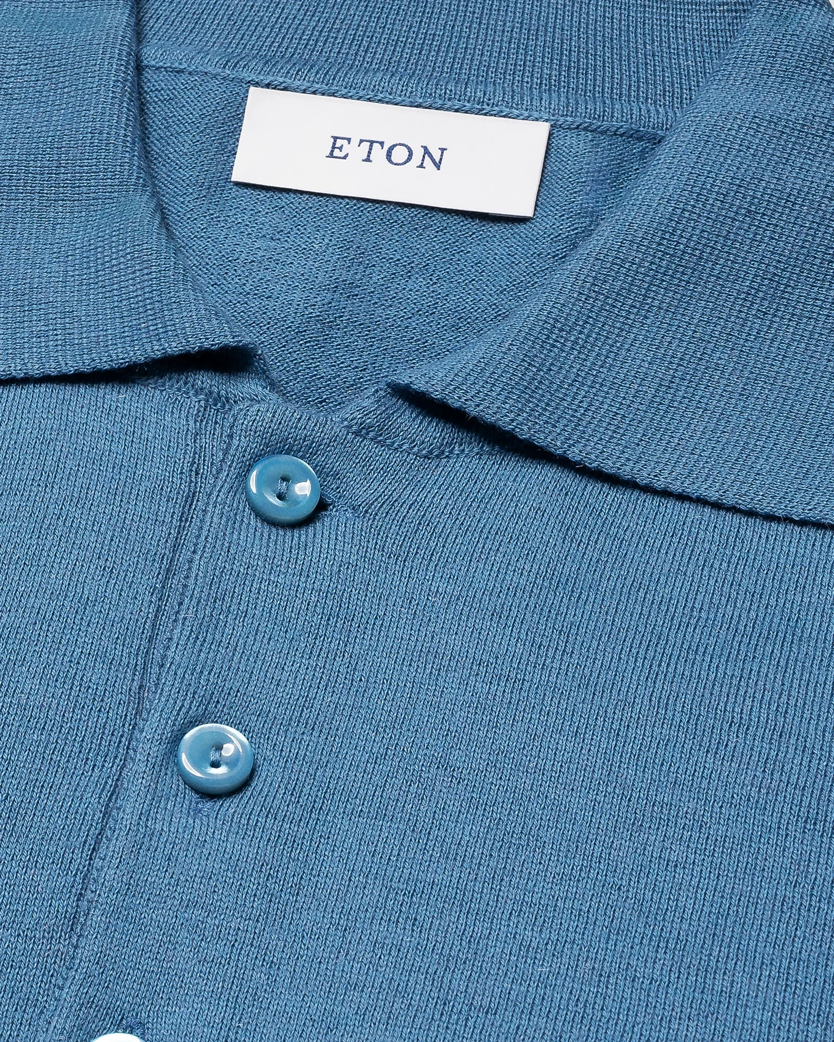 Eton - dark blue cotton cashmere fine knit polo shirt