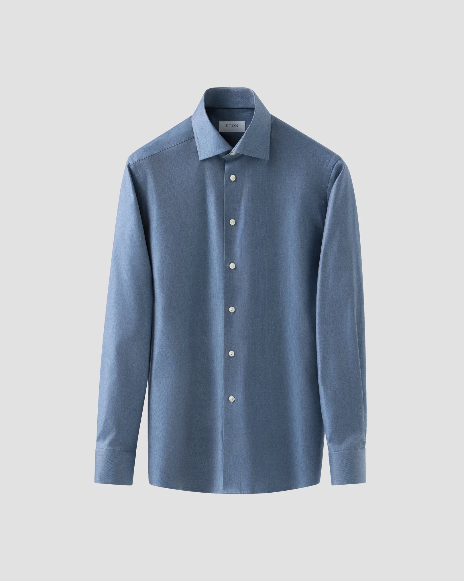 Eton - dark blue melange solid cotton tencel tm lyocell shirt