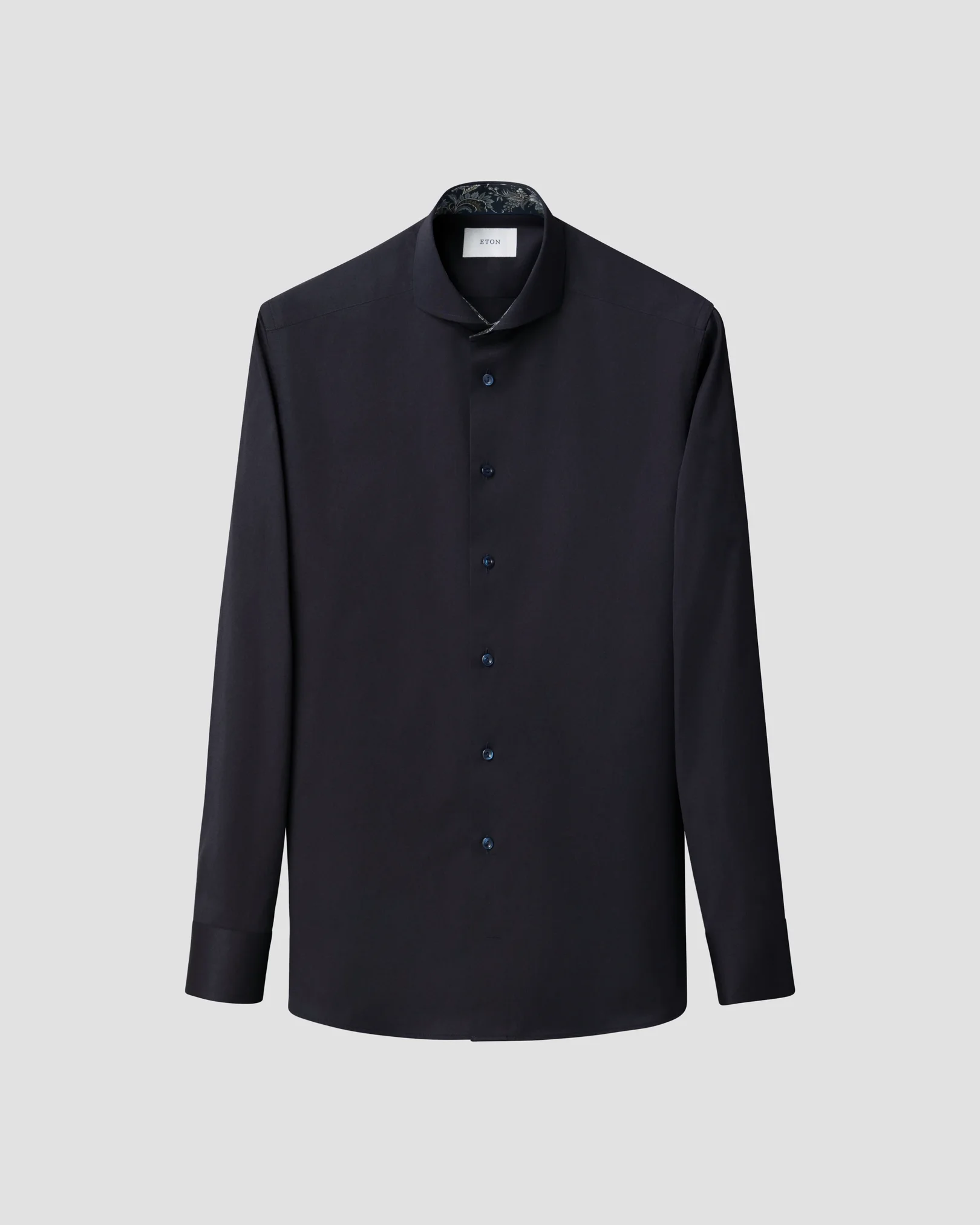 Eton - 256 navy blue floral effect signature twill shirt extreme