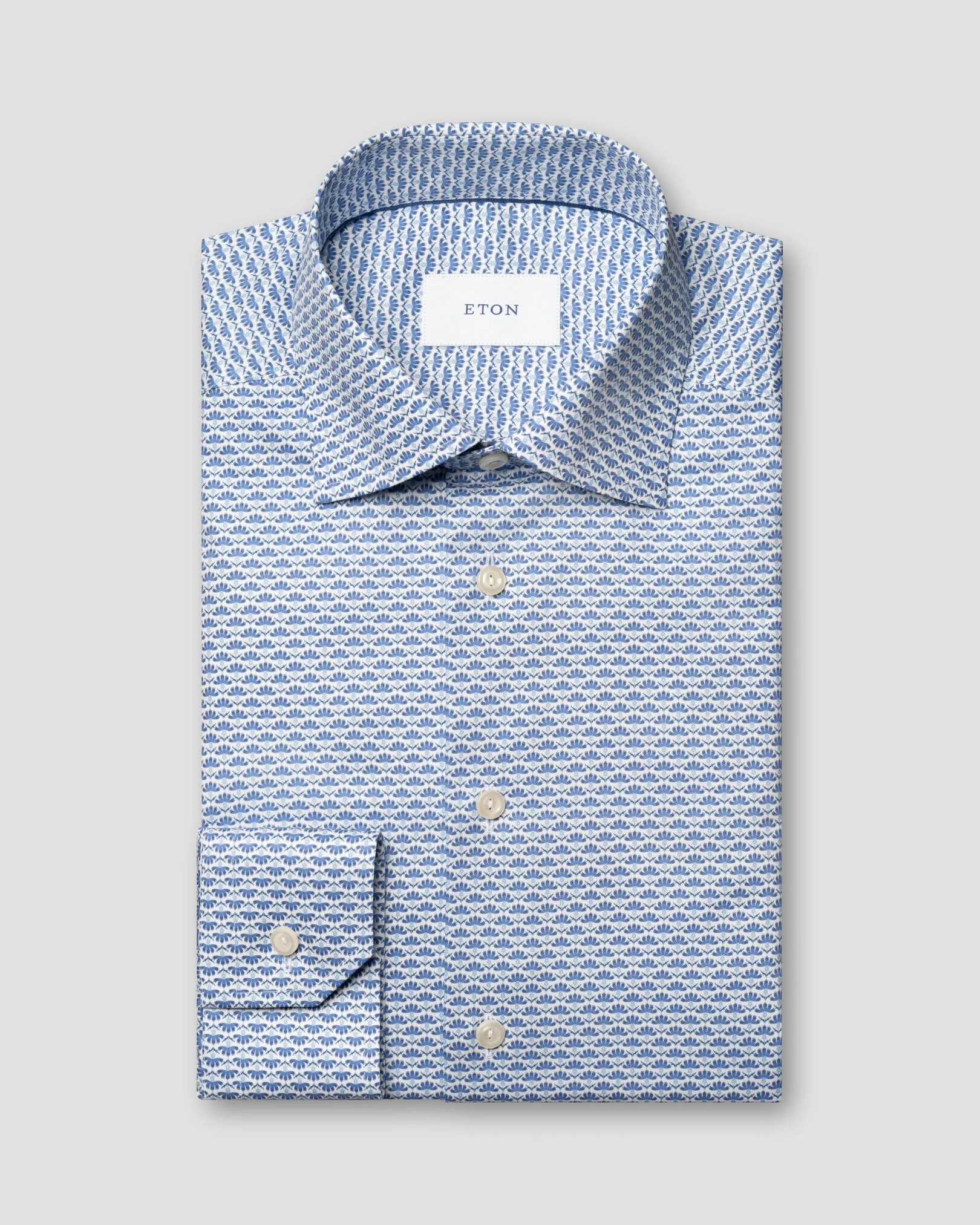 Eton - dark blue geometric twill shirt 258