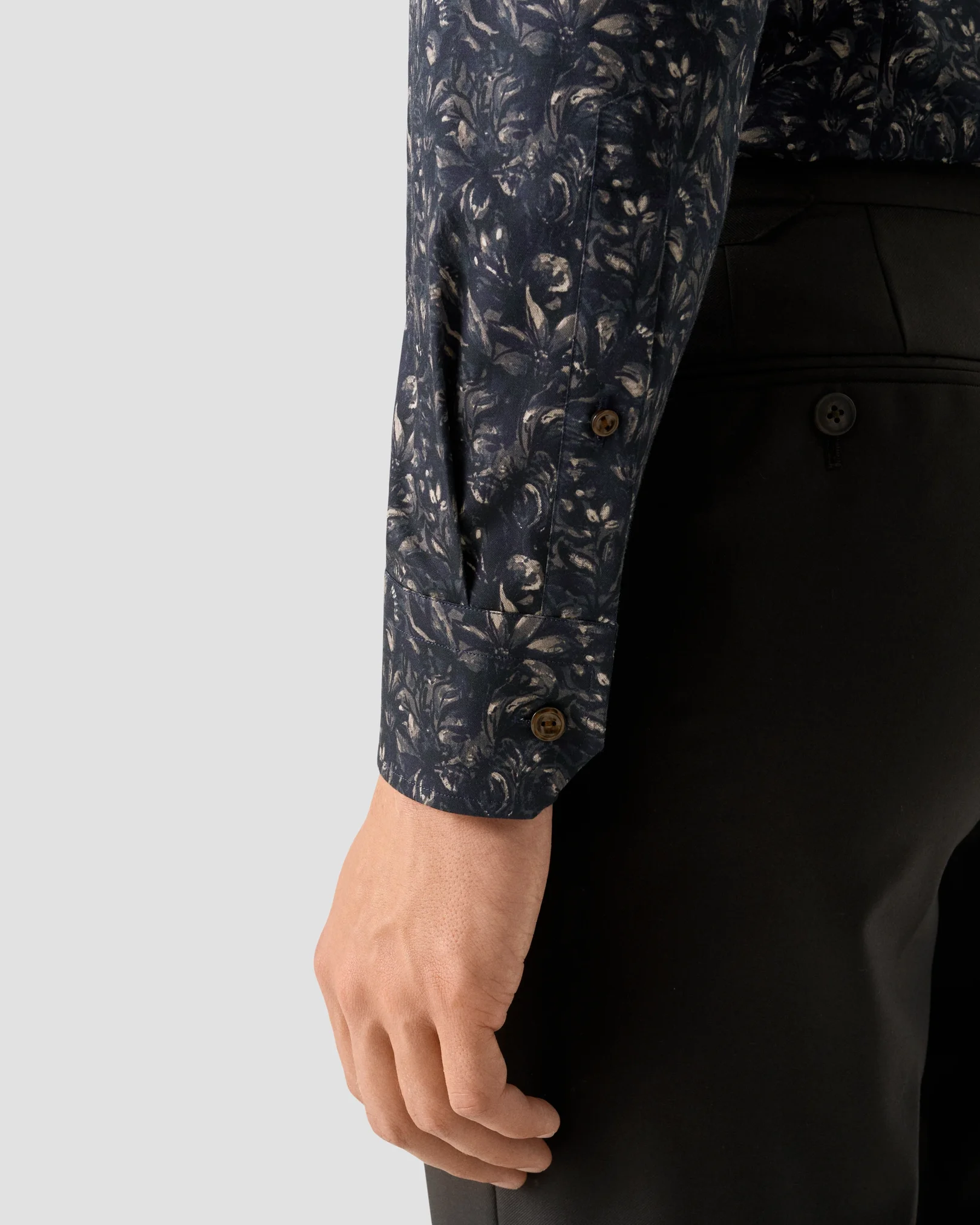 Eton - navy floral twill shirt