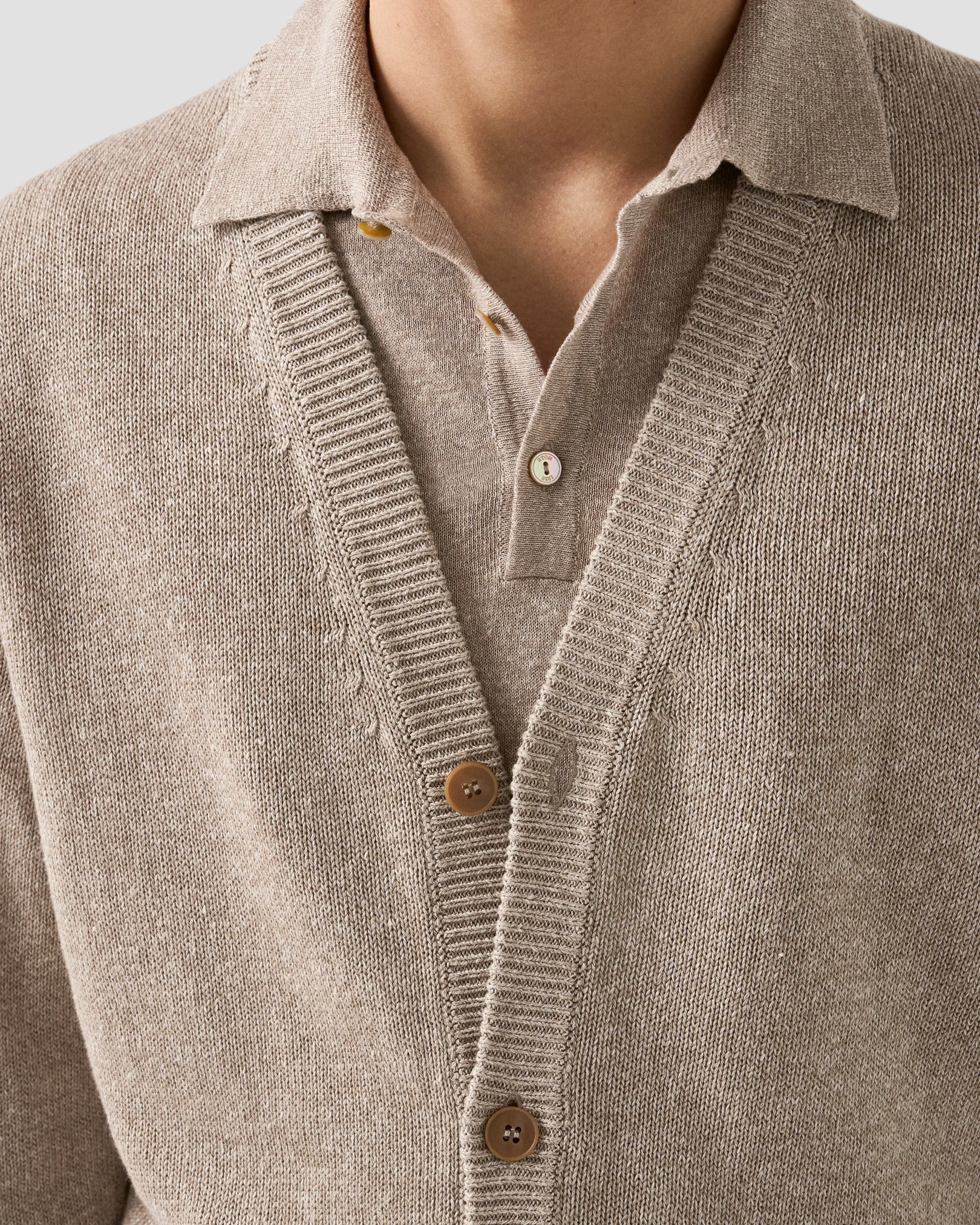 Eton - cotton linen cardigan beige