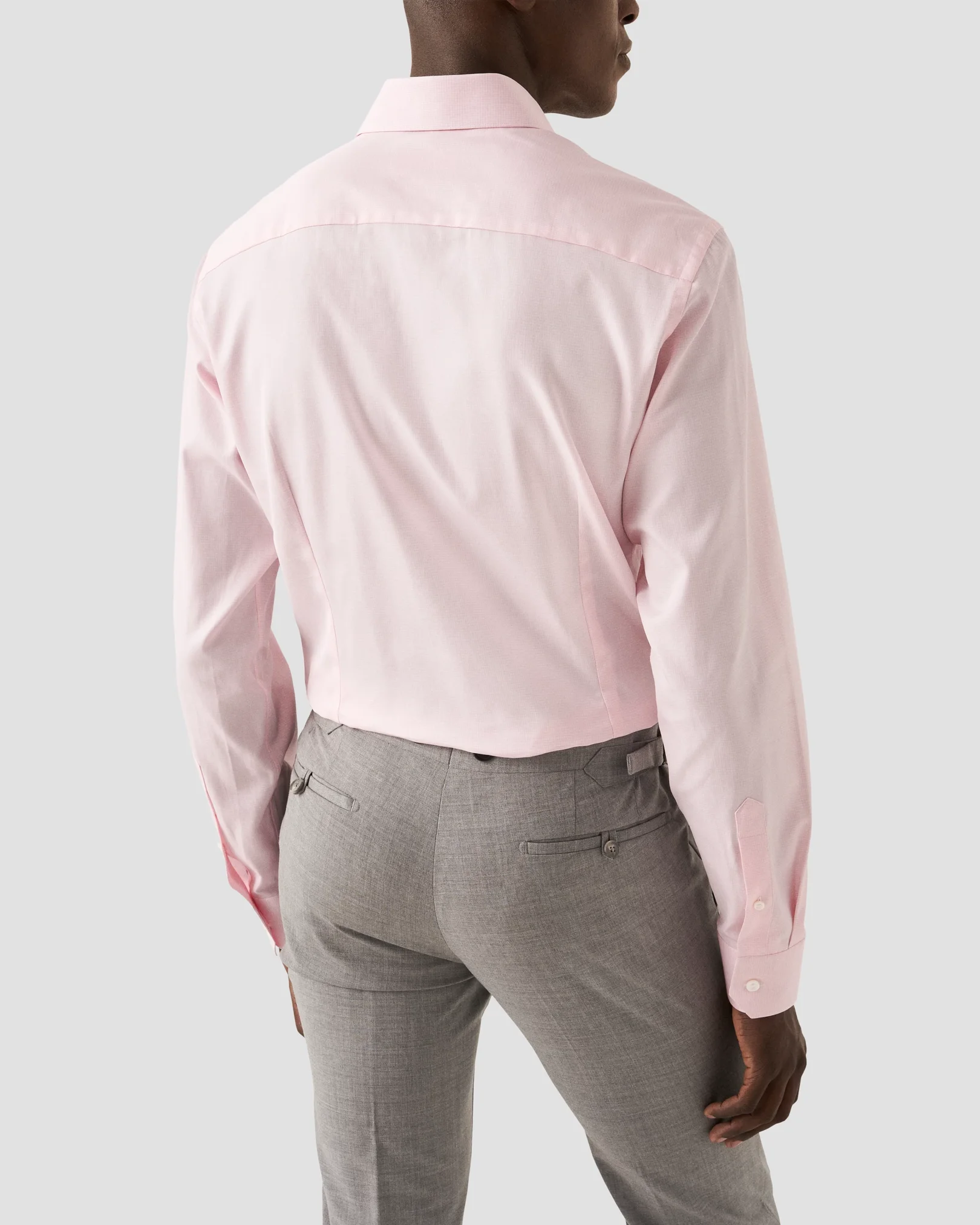 Eton - checked pink supima twill shirt