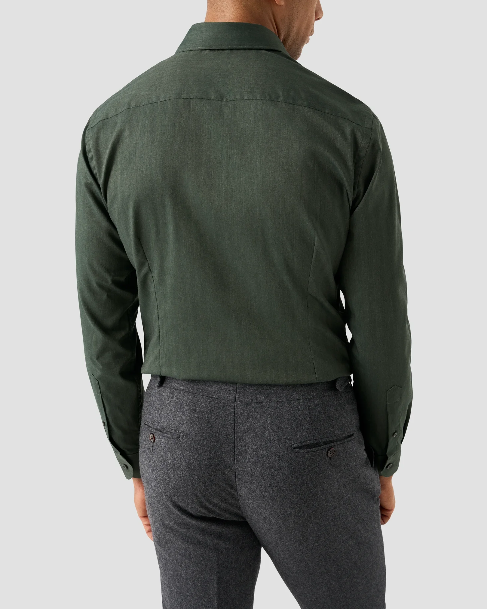 Eton - dark green wrinkle free flanell shirt