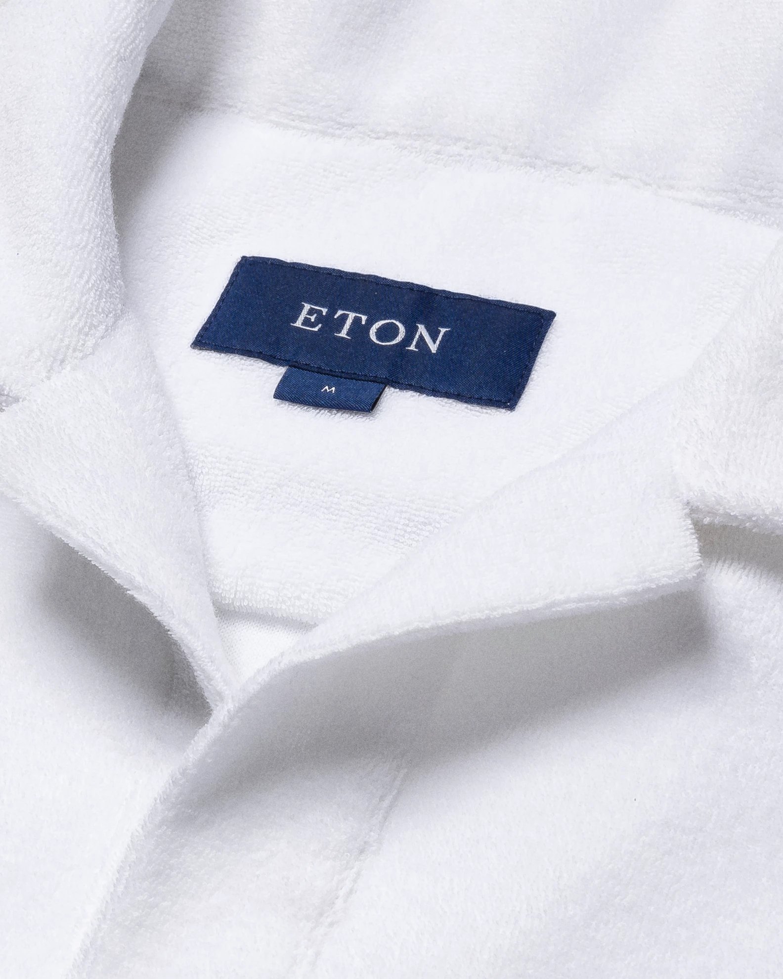 Eton - white jerseyterryfrotte open collar short terry slim jersey
