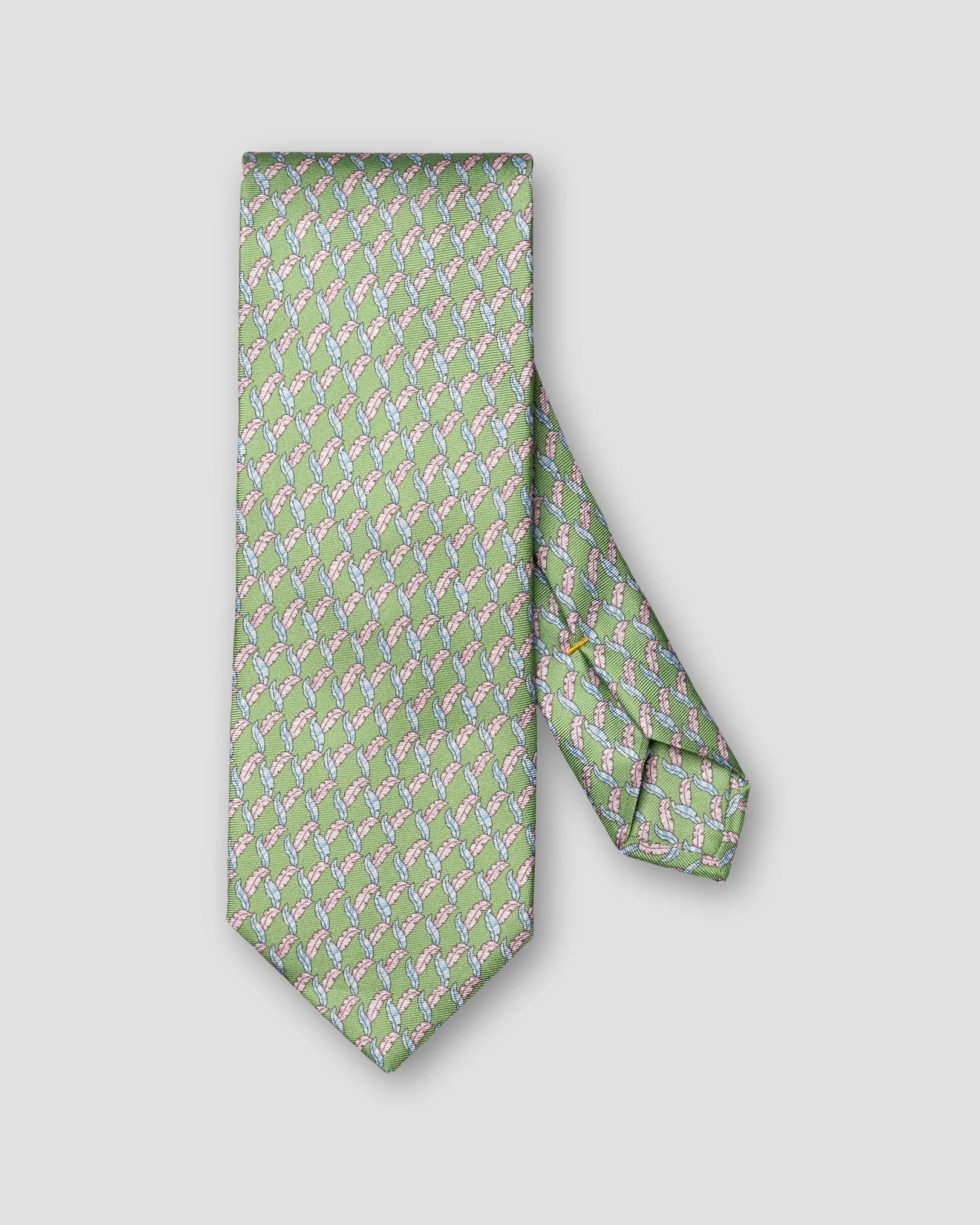 Eton - leaf print silk tie mid green leaf print silk tie