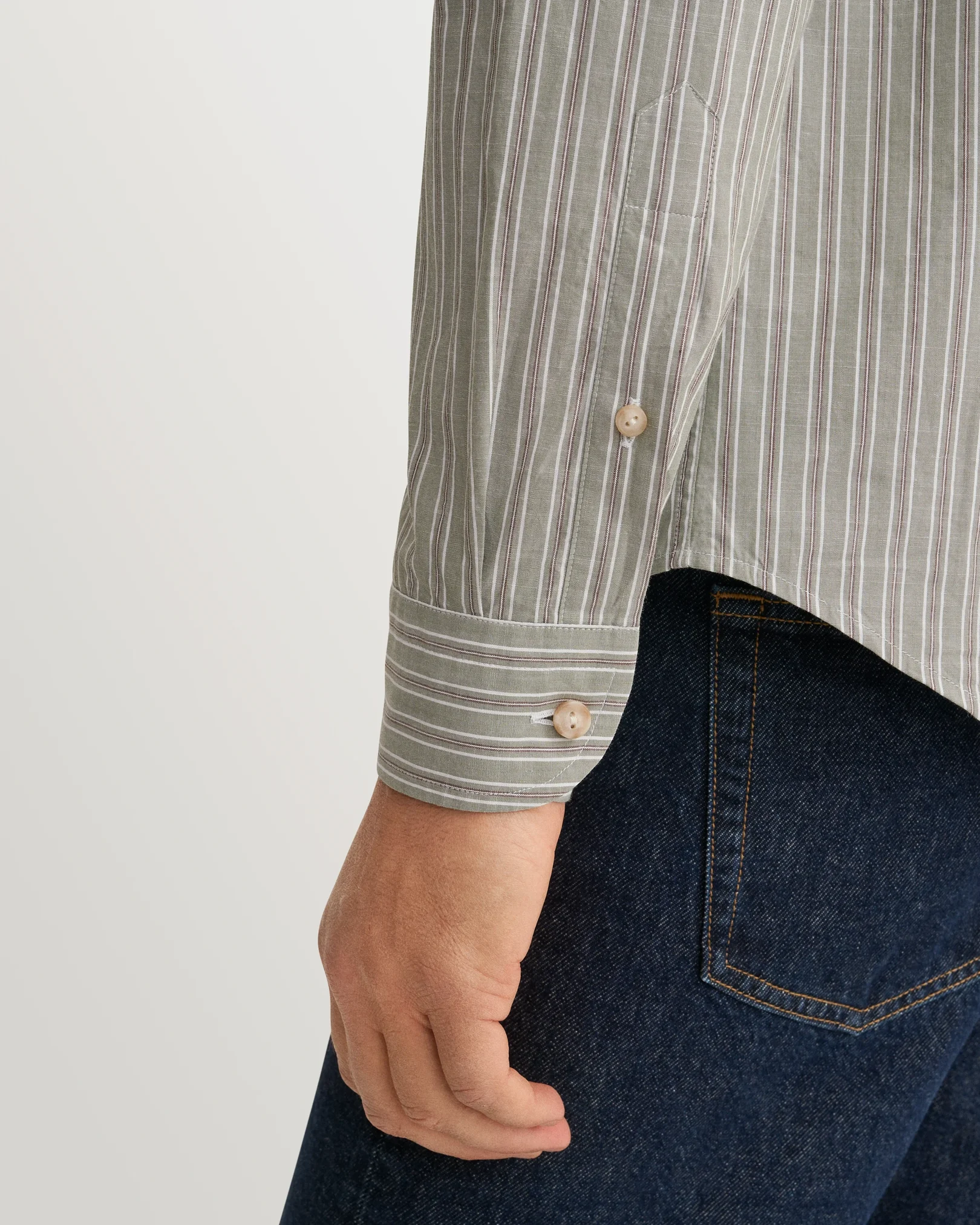 Eton - striped chambray shirt spread rounded single casual fit