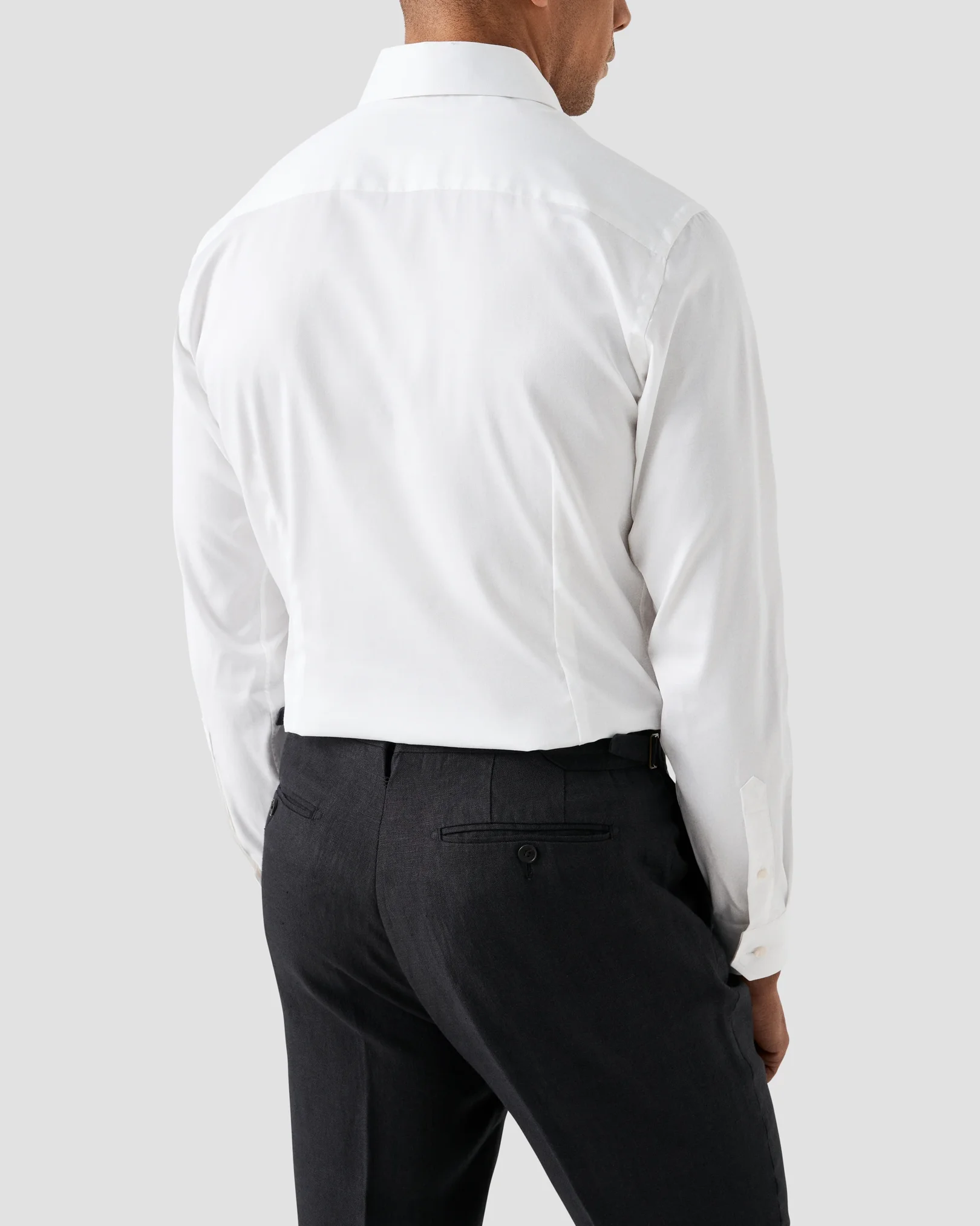 Eton - white solid cotton tencel tm lyocell shirt