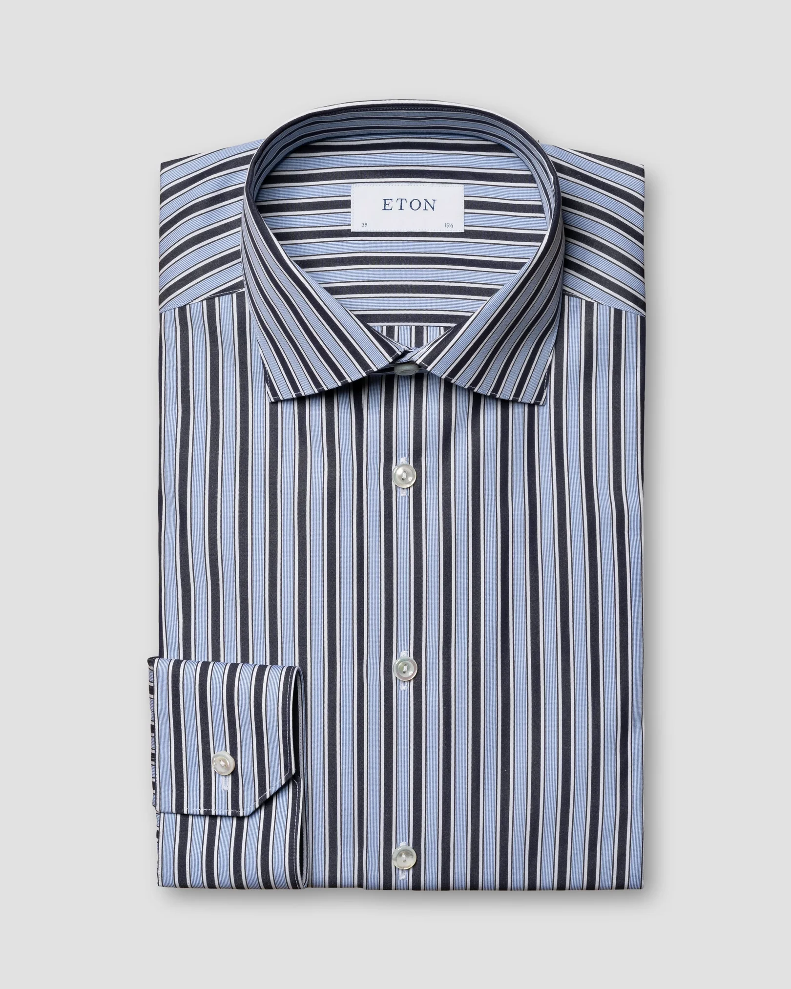 Eton - Navy Striped Supima 120 Poplin Shirt