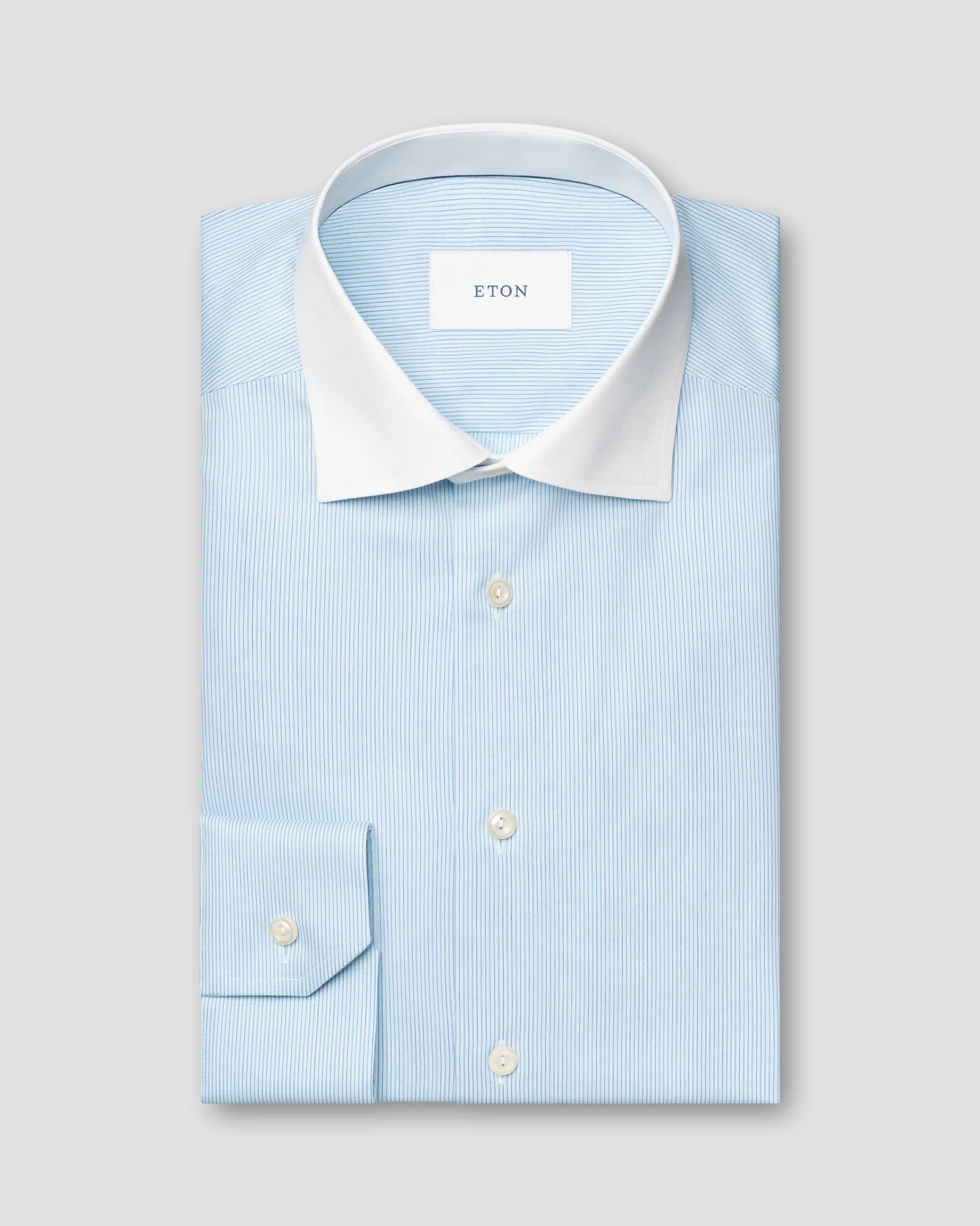 Eton - White Collar Fine Striped Shirt