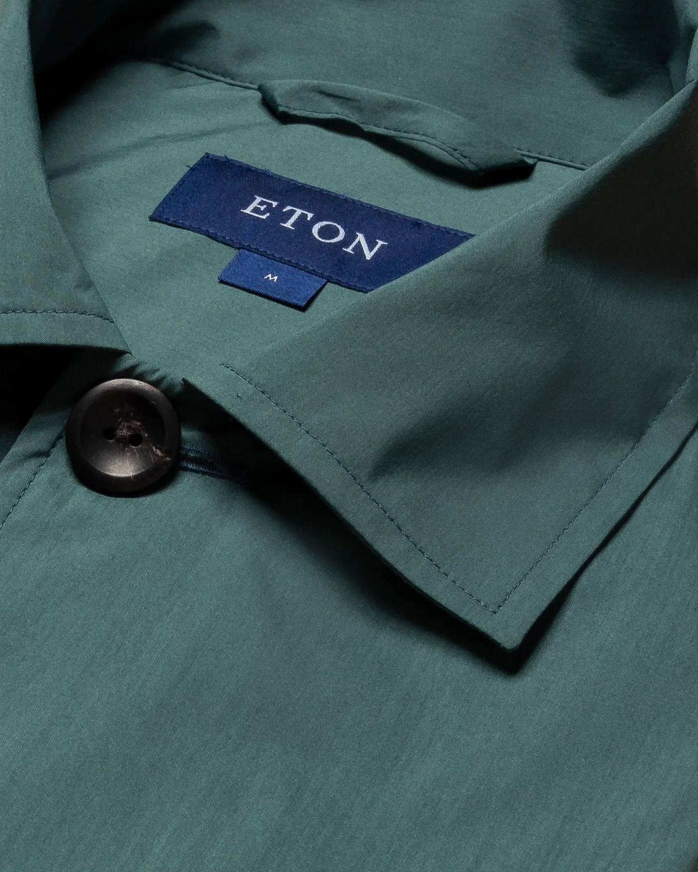 Eton - green wind overshirt collar with no collarstand double round with piping regular