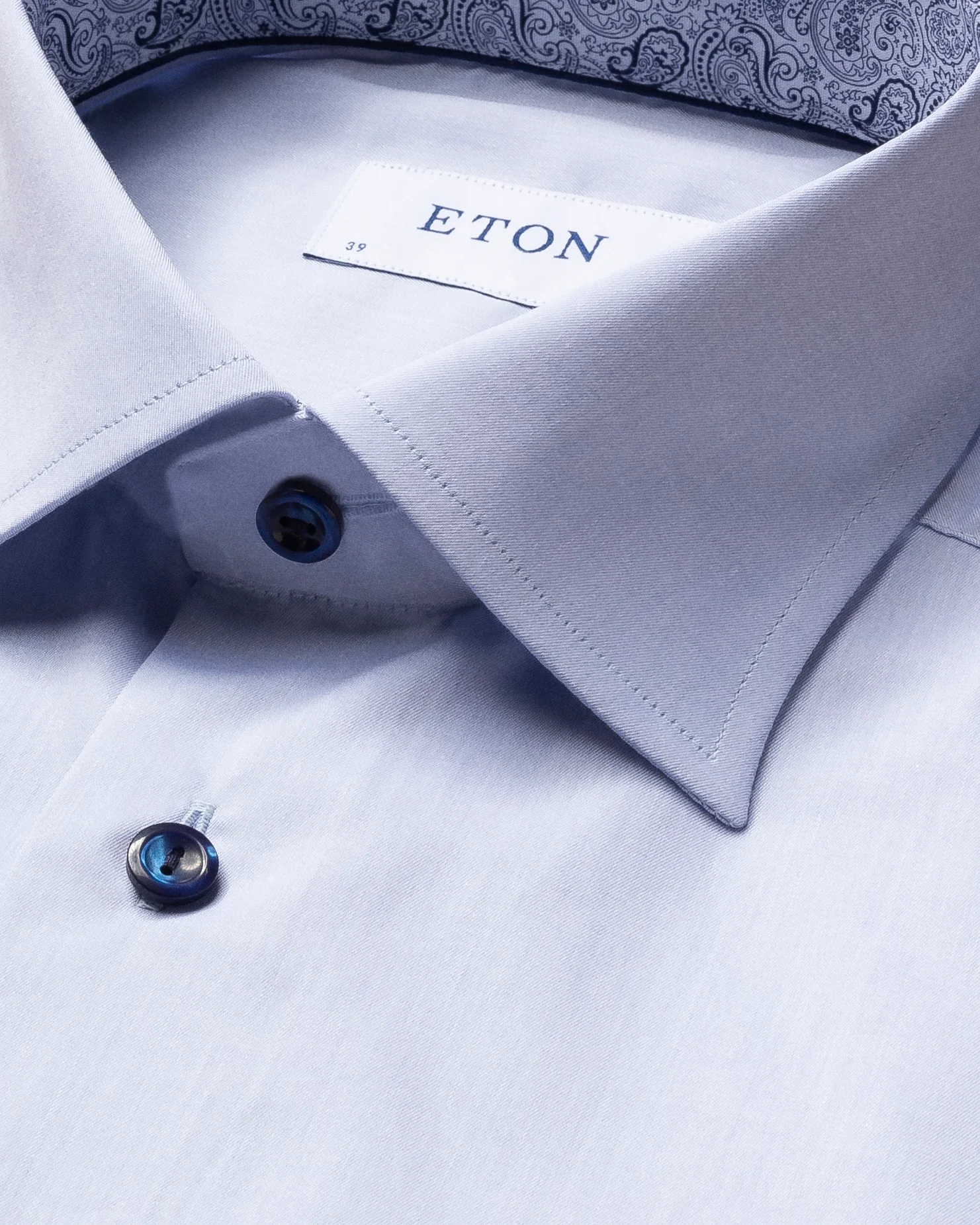 Eton - blue twill stretch shirt contrasting details