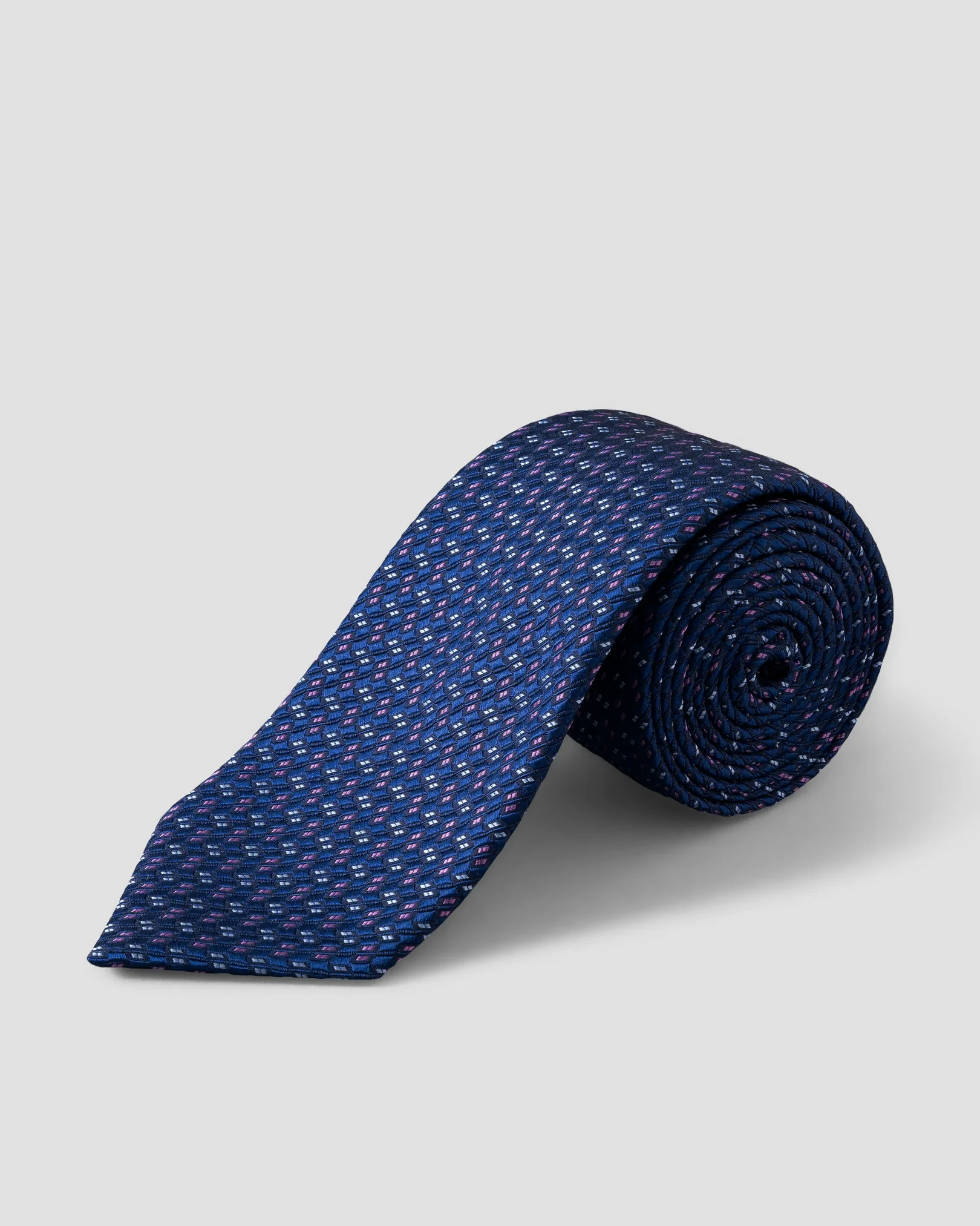 Eton - dark blue geometric woven silk tie 256