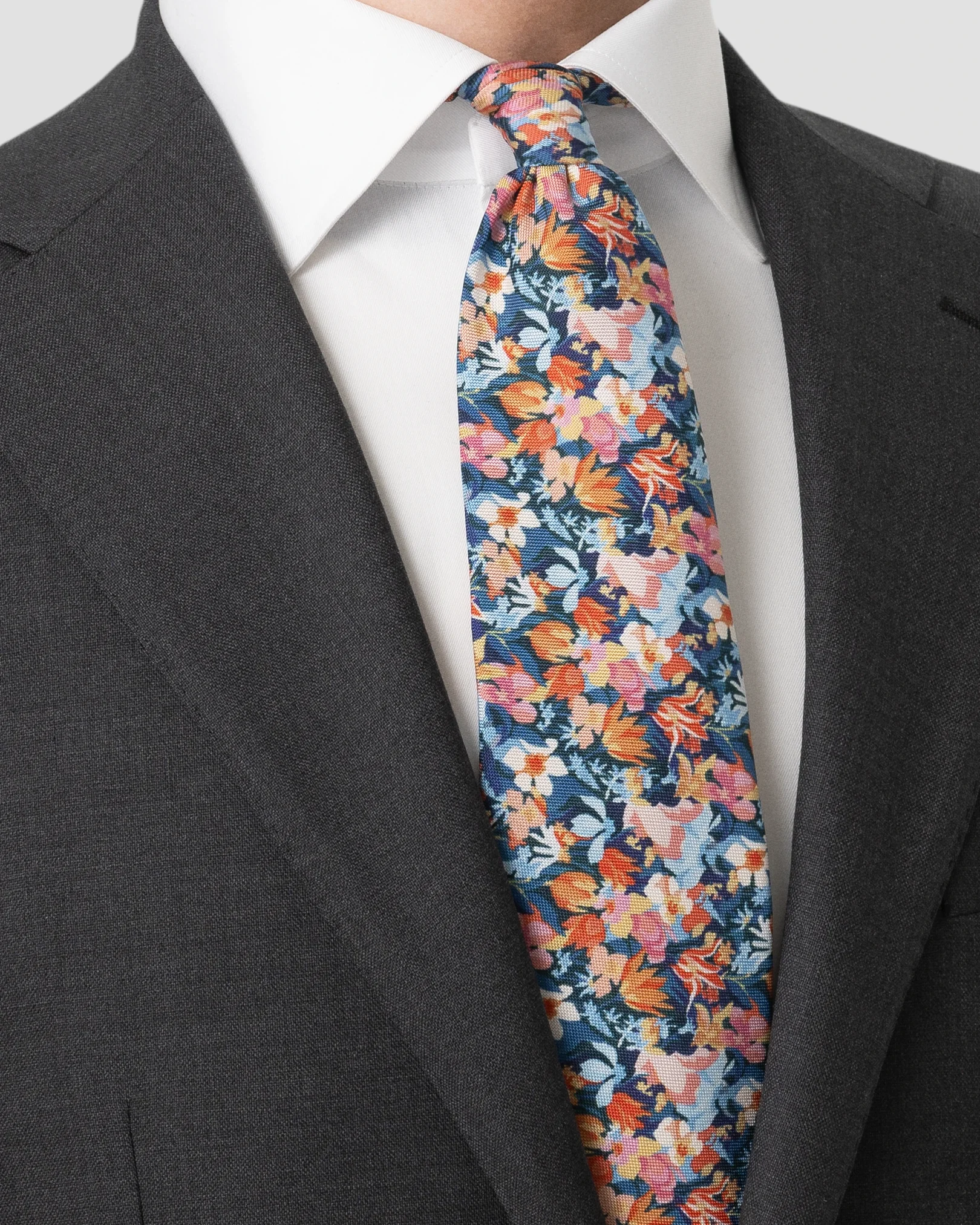 Eton - floral oxford silk print tie