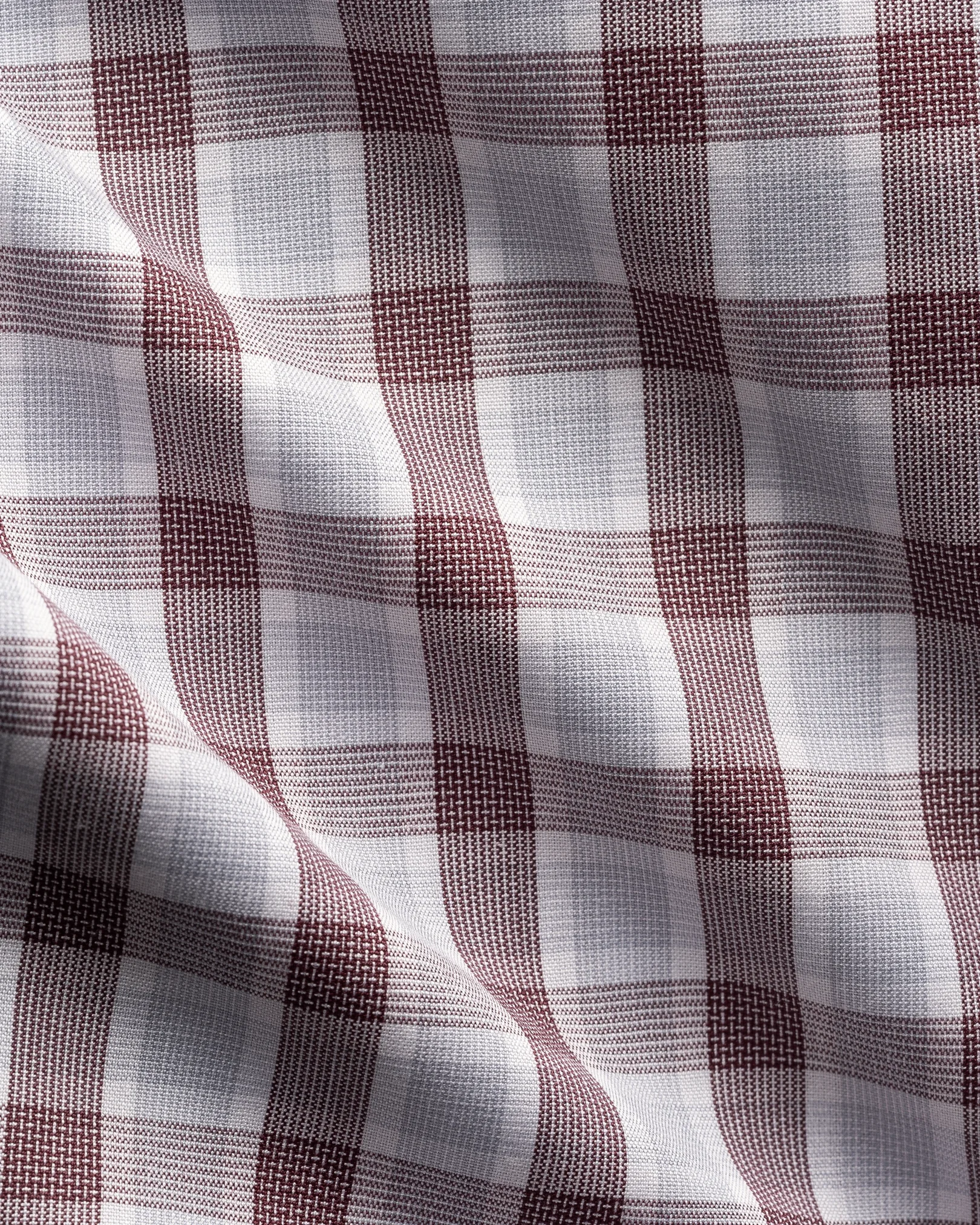 Eton - dark red check lighweight poplin shirt