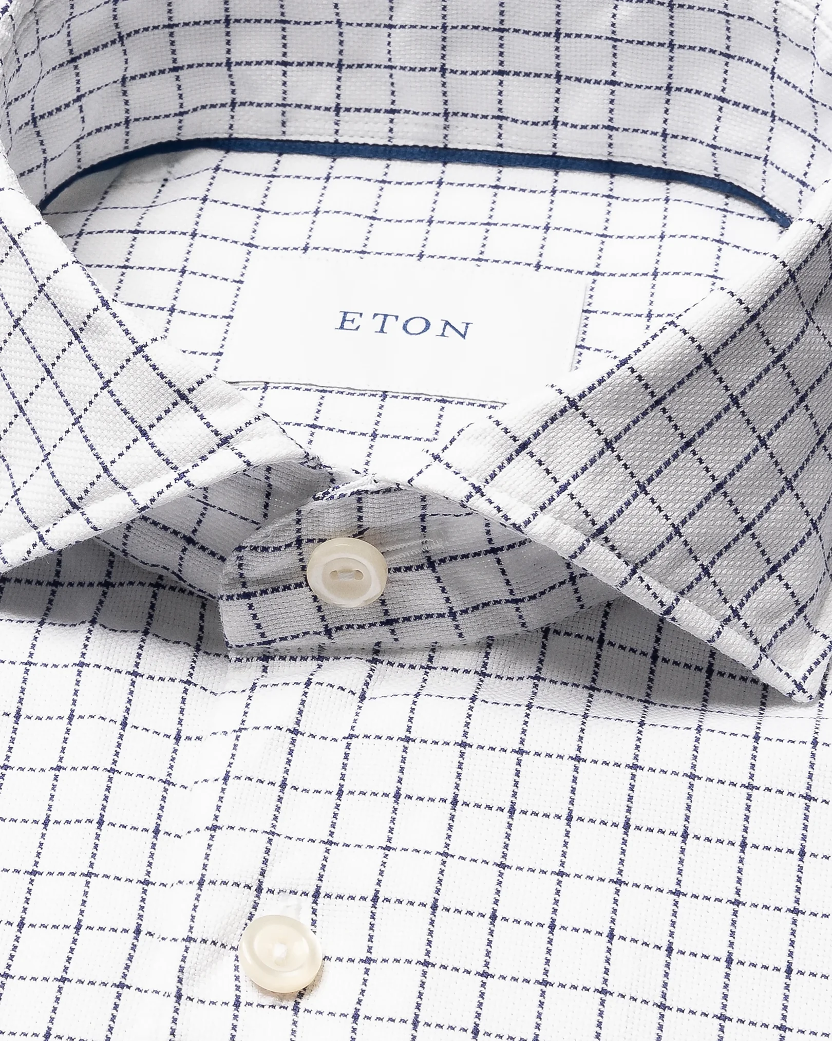 Eton - check royal oxford shirt navy blue