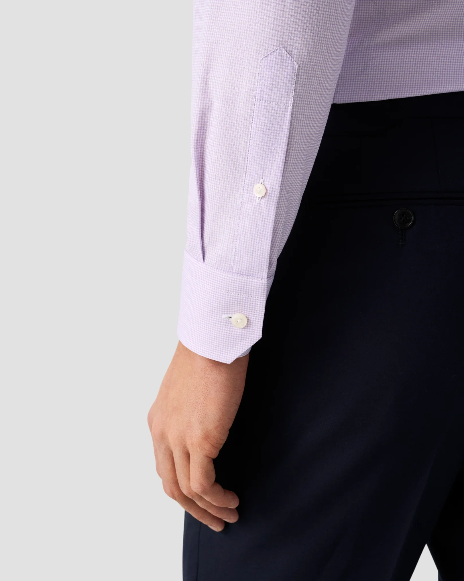 Eton - light purple fine check signature twill shirt