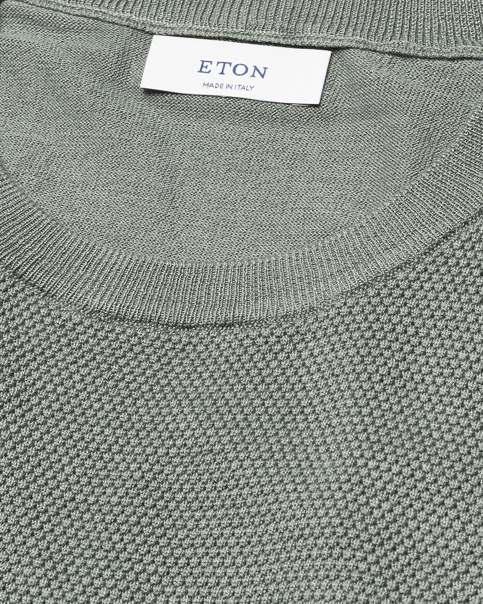 Eton - mid grey structured crew neck knitted t shirt