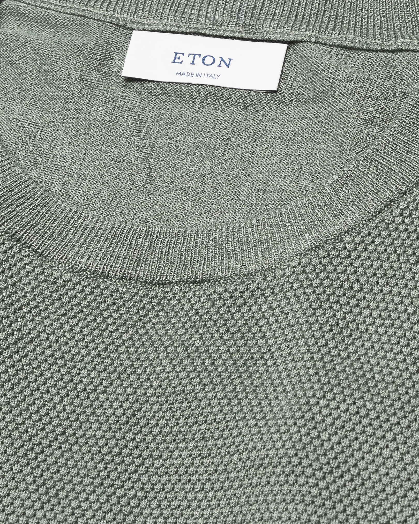 Eton - mid grey structured crew neck knitted t shirt
