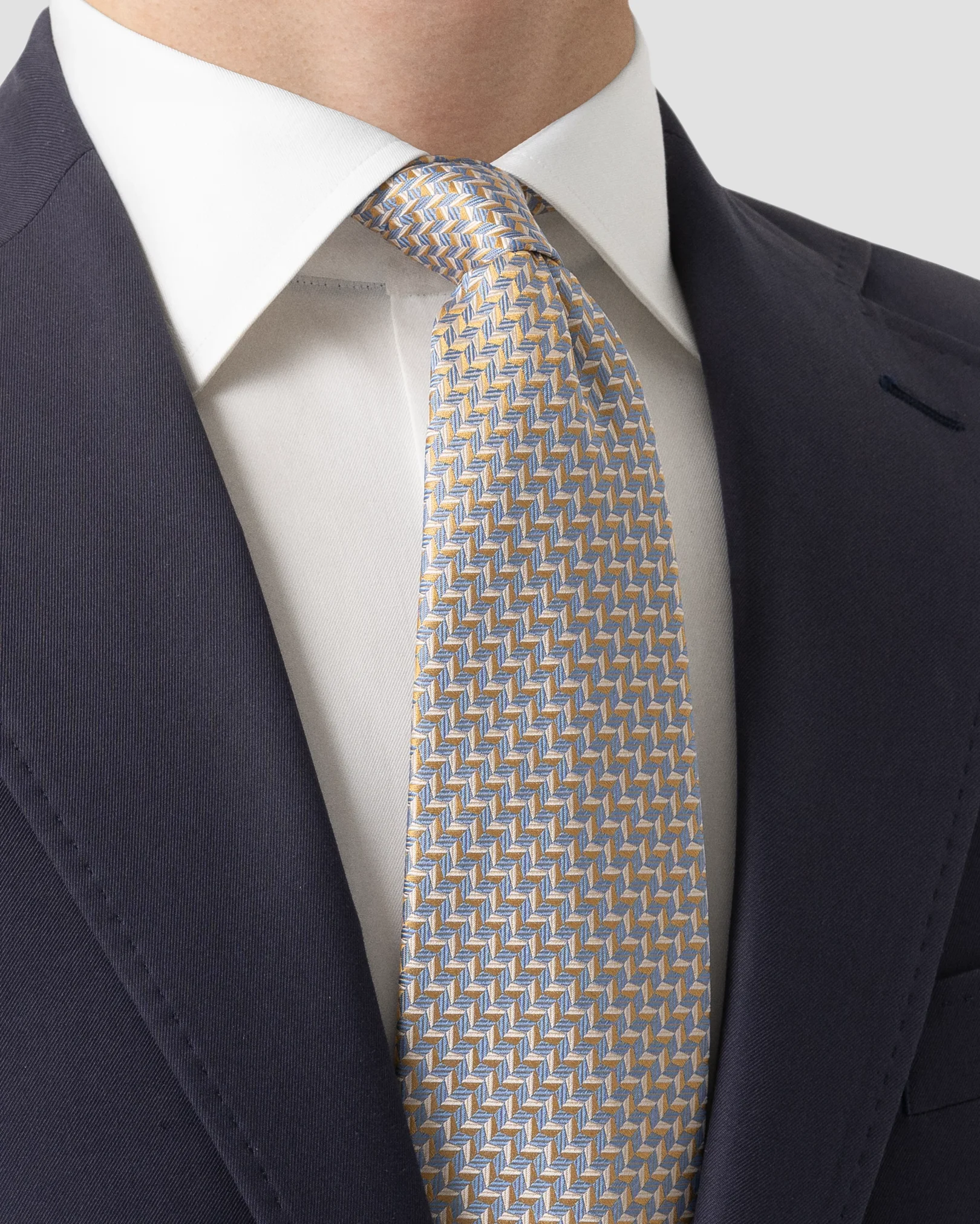 Eton - yellow geometric woven silk tie