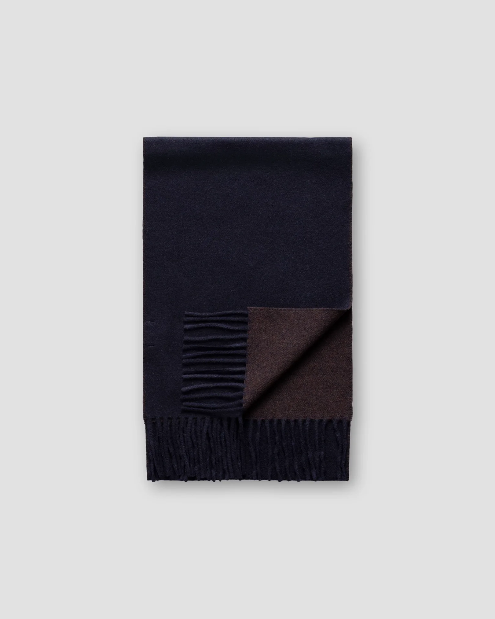 Eton - blue and brown double sided wool scarf