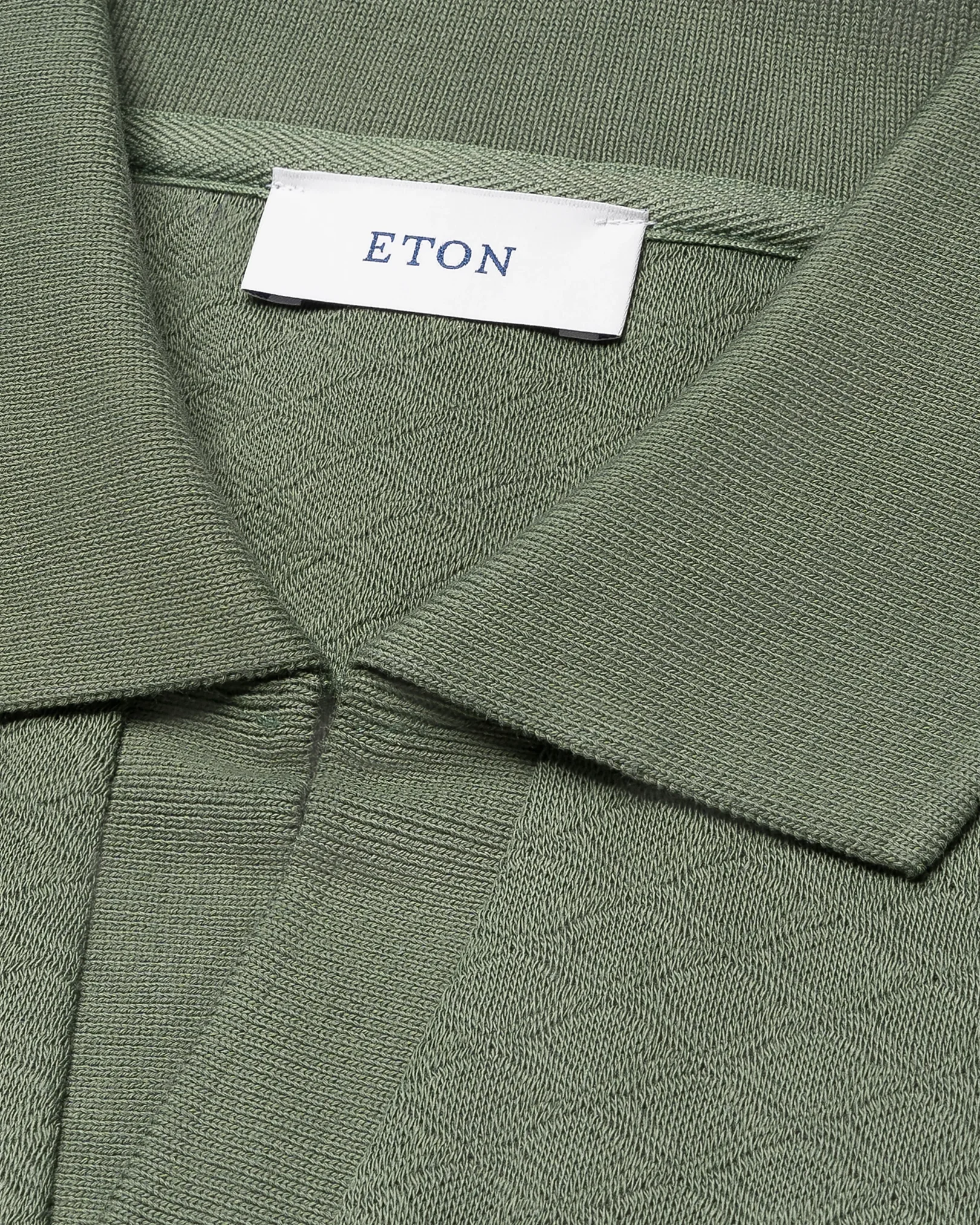 Eton - dark green diamond jaquard polo shirt