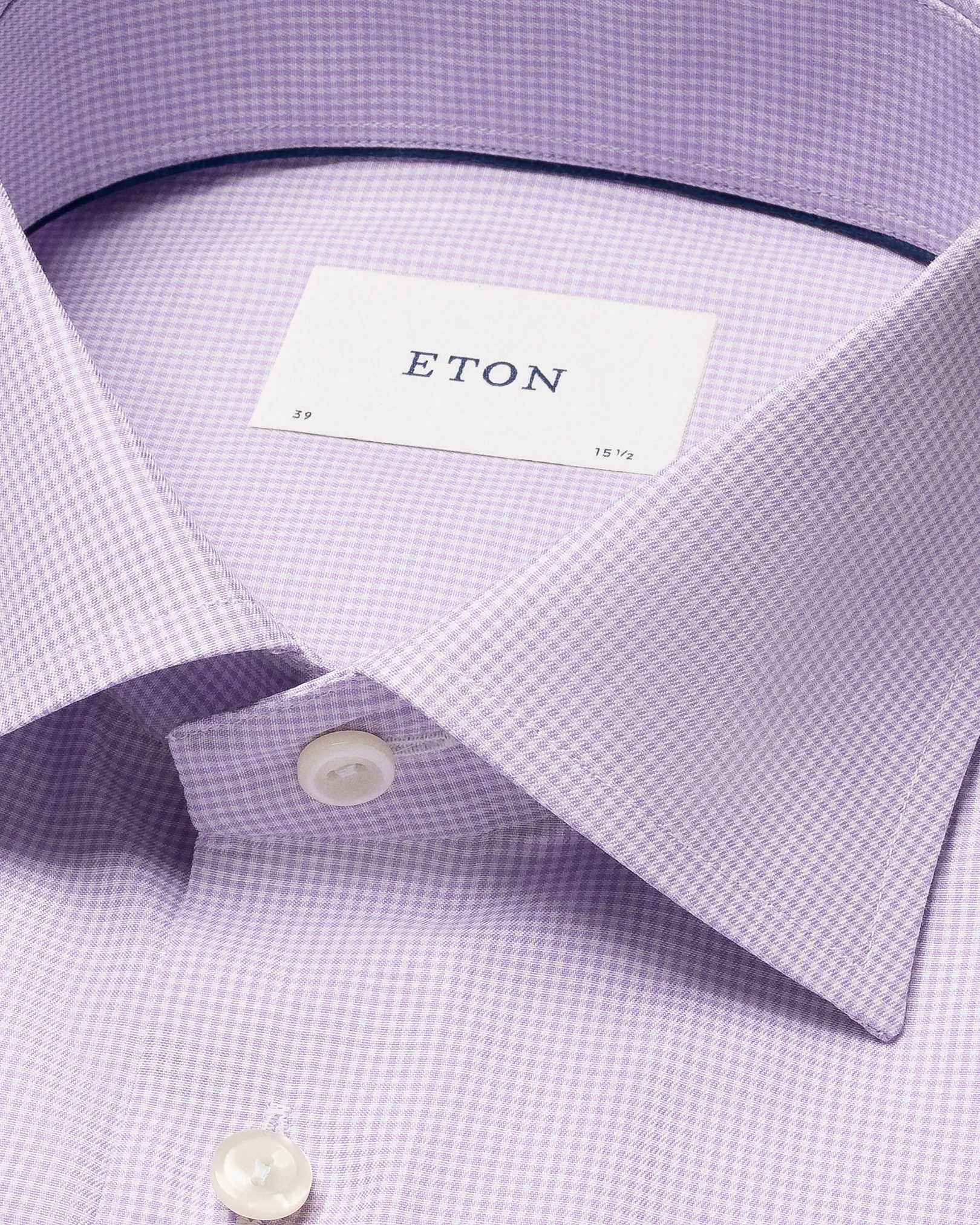 Eton - light purple fine check signature twill shirt