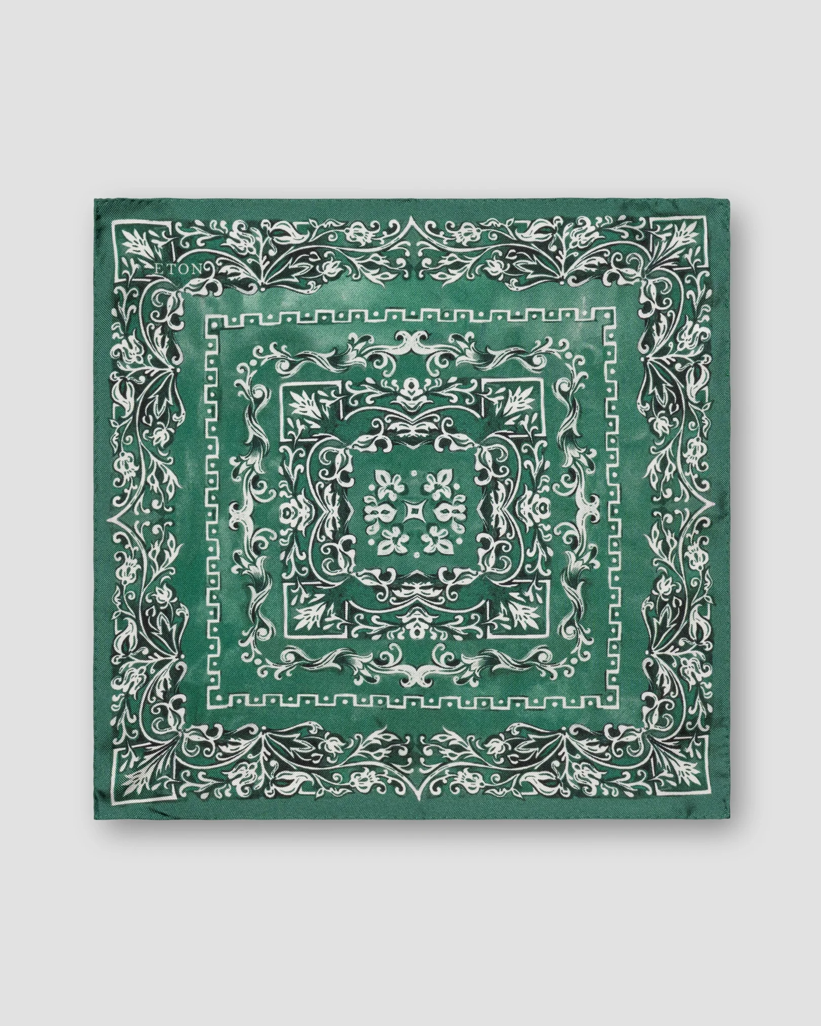 Dark Green Medallion Silk Pocket Square