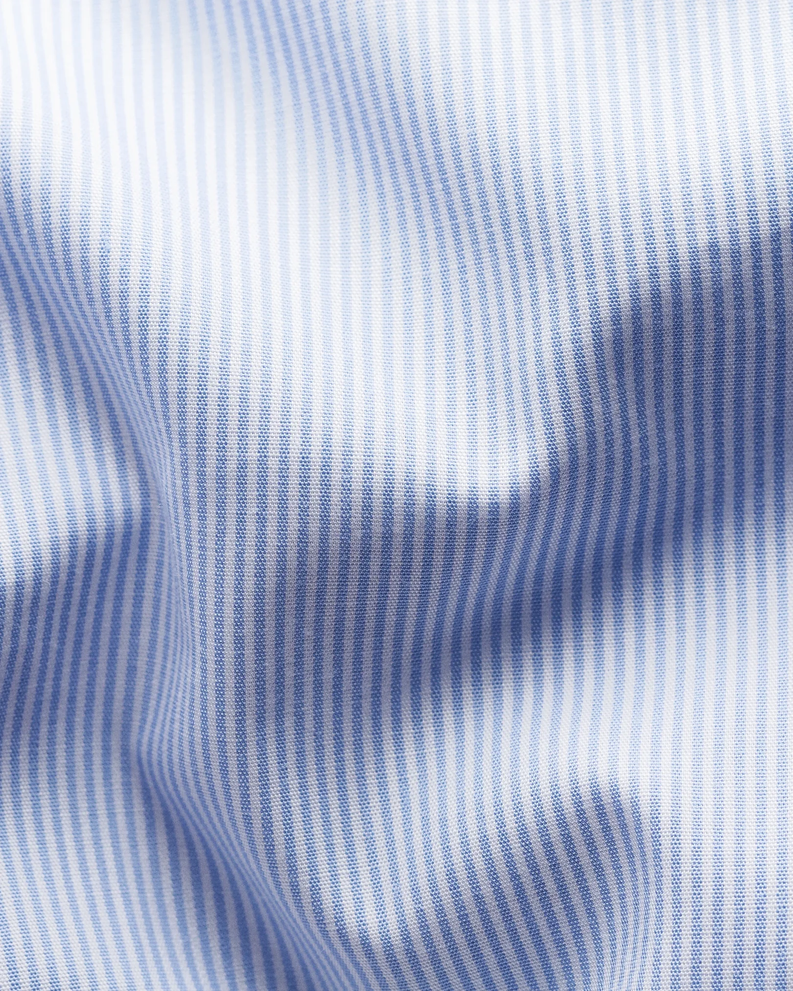 Eton - light blue striped poplin shirt navy buttons