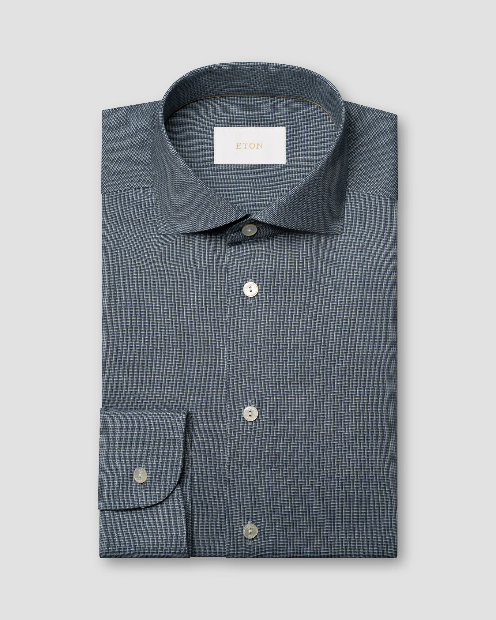 Eton - semi solid merino shirt wide spread