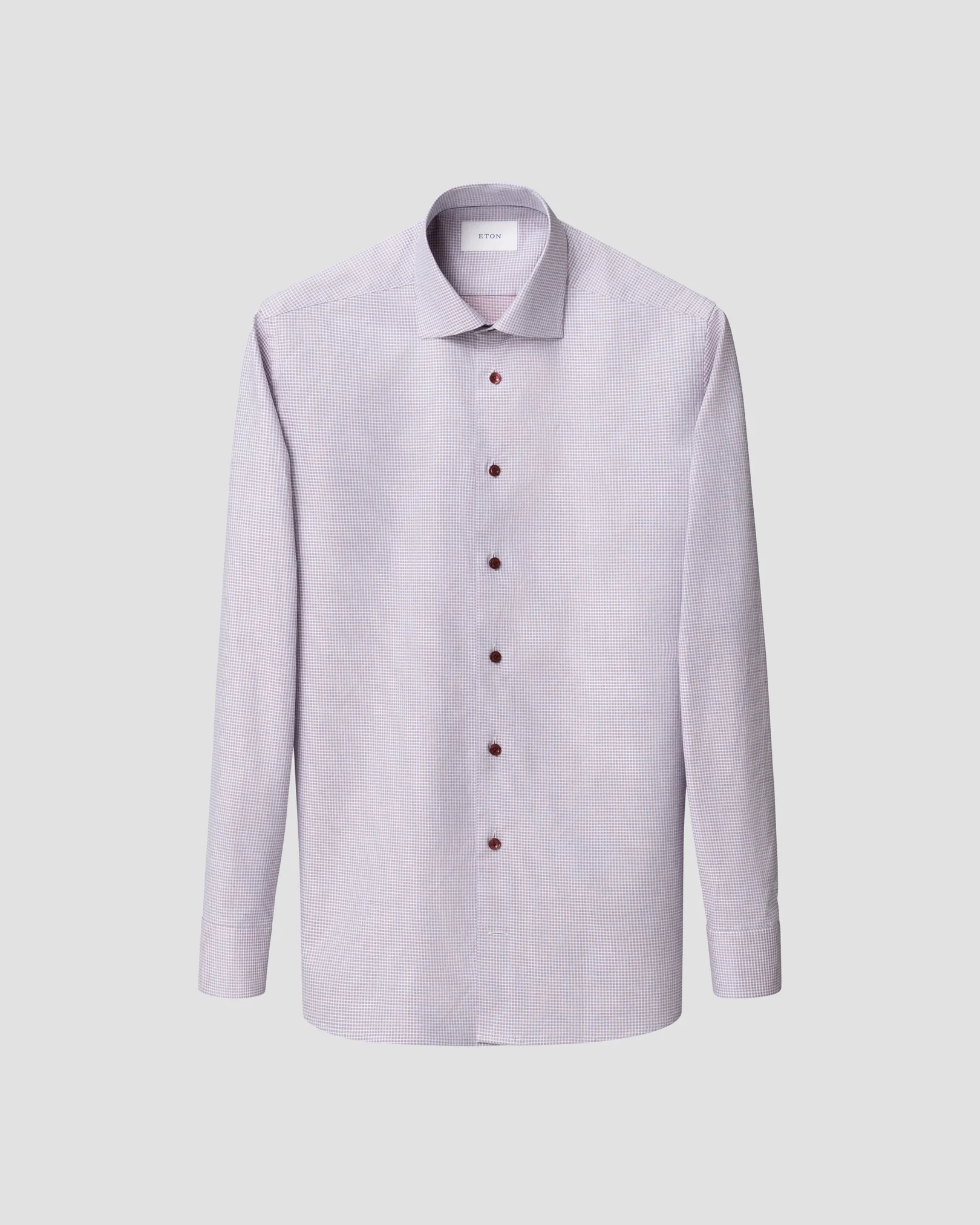 Eton - red check twill shirt