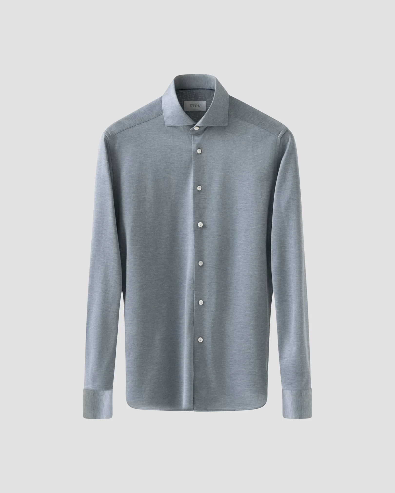 Eton - dark blue filo di scotia knitted jaquard shirt