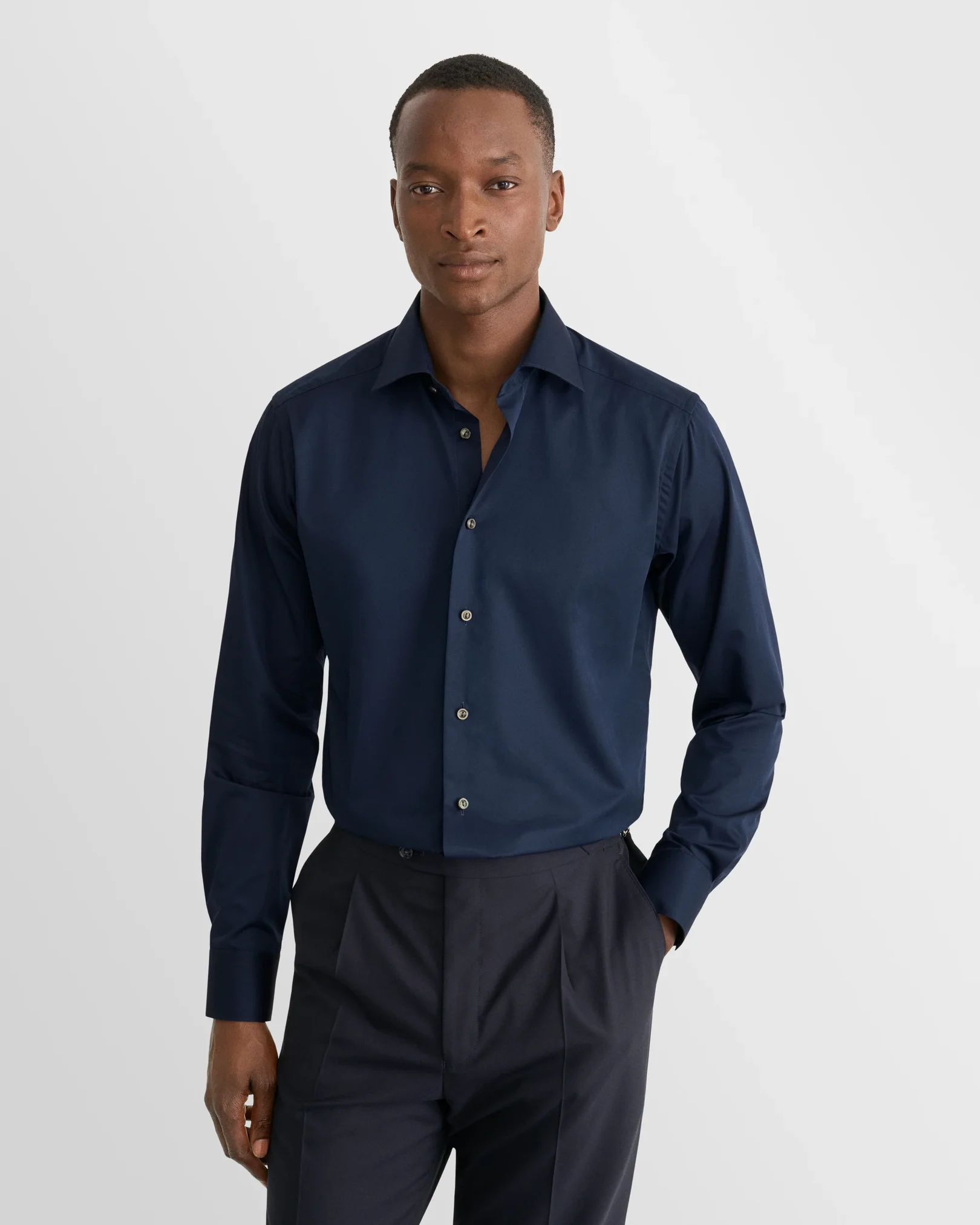 Eton - navy blue twill elevated shirt
