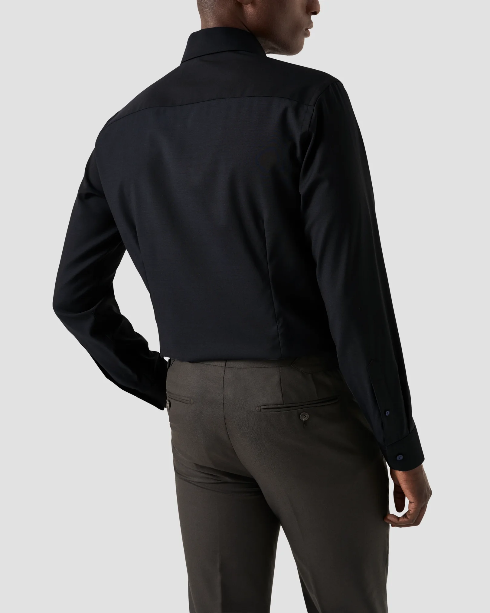 Eton - navy solid merino shirt