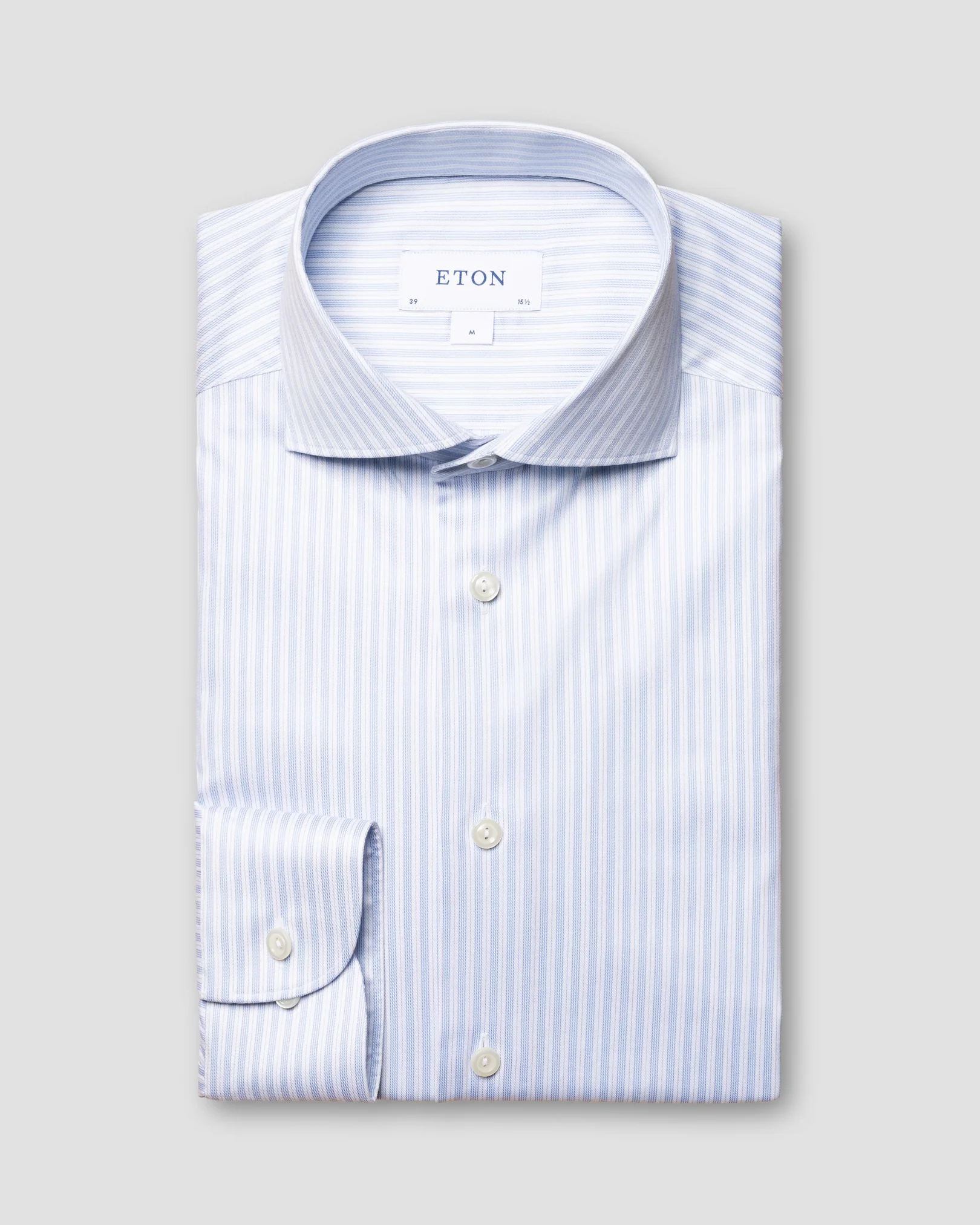 Eton - light blue twill wide spread dual stripe